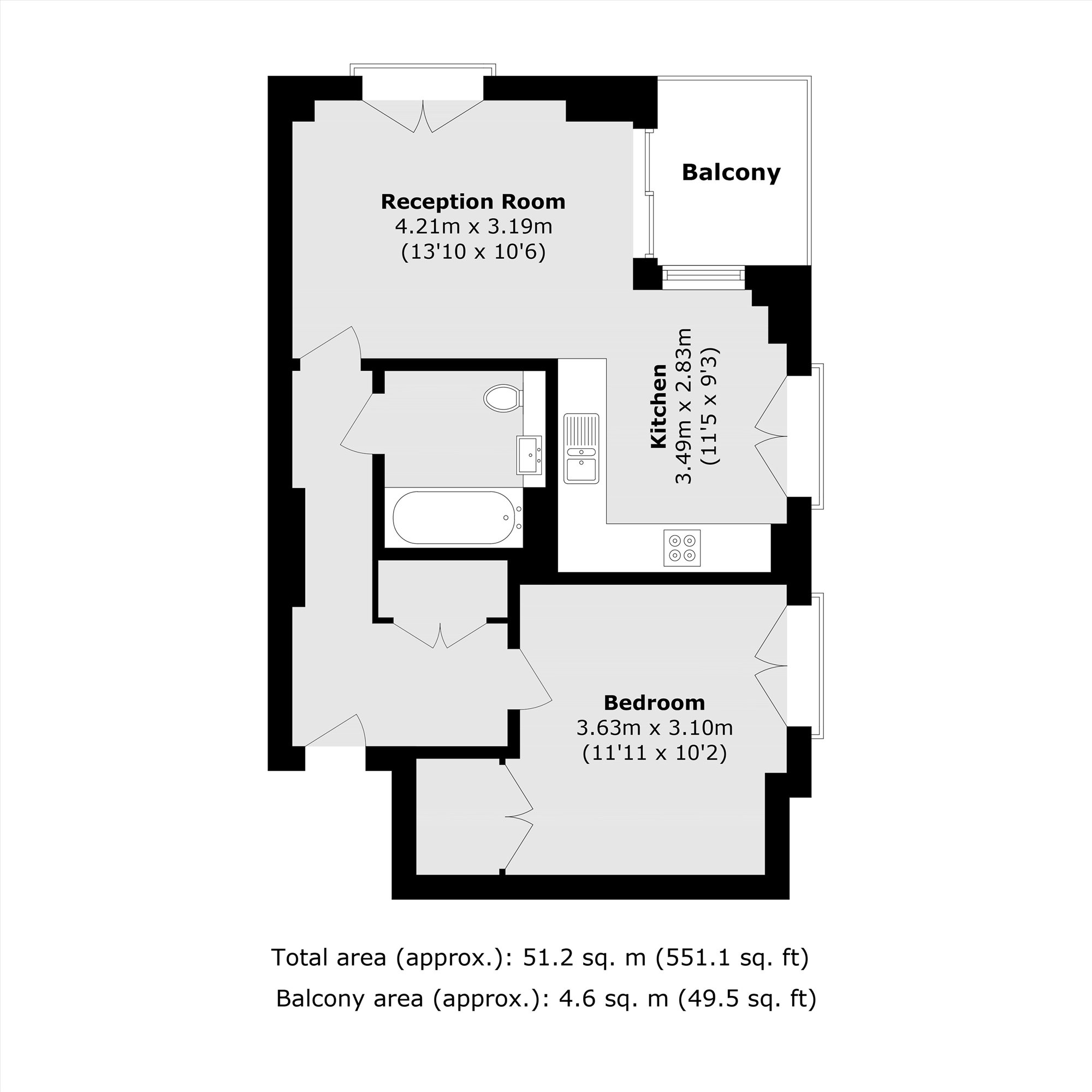 Flat 5, Somerset Place, 10, Brixton Hill, London floorplan