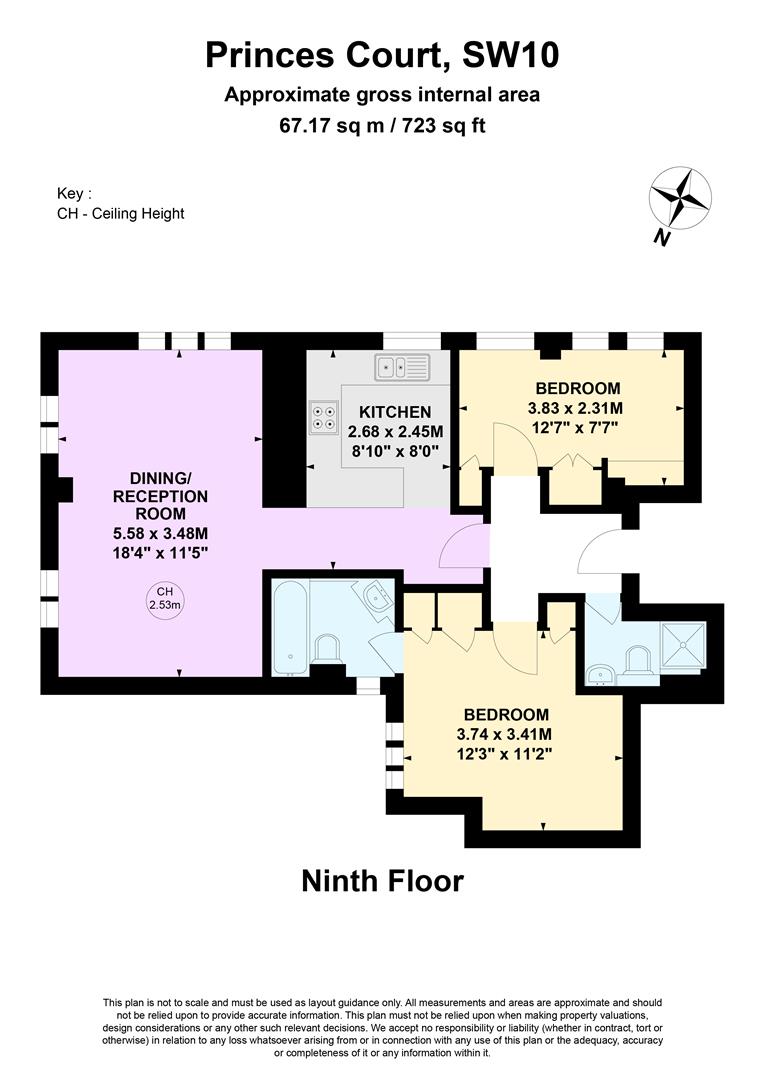 Flat 77, 88, Princes Court, Brompton Road, London floorplan