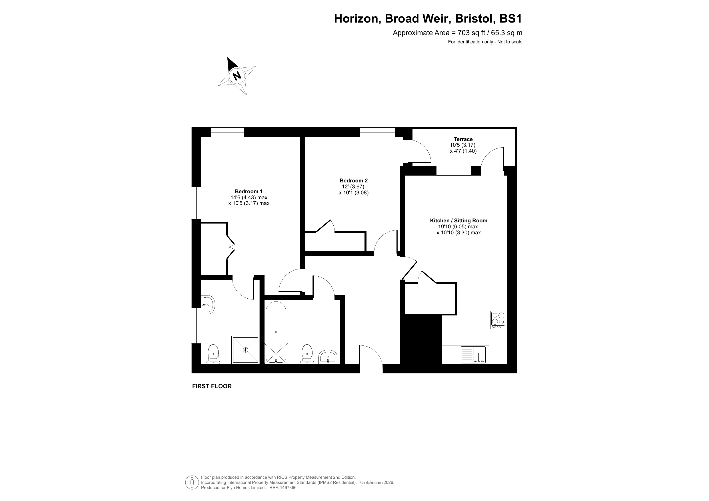 Flat 608, Horizon, Broad Weir, Bristol floorplan