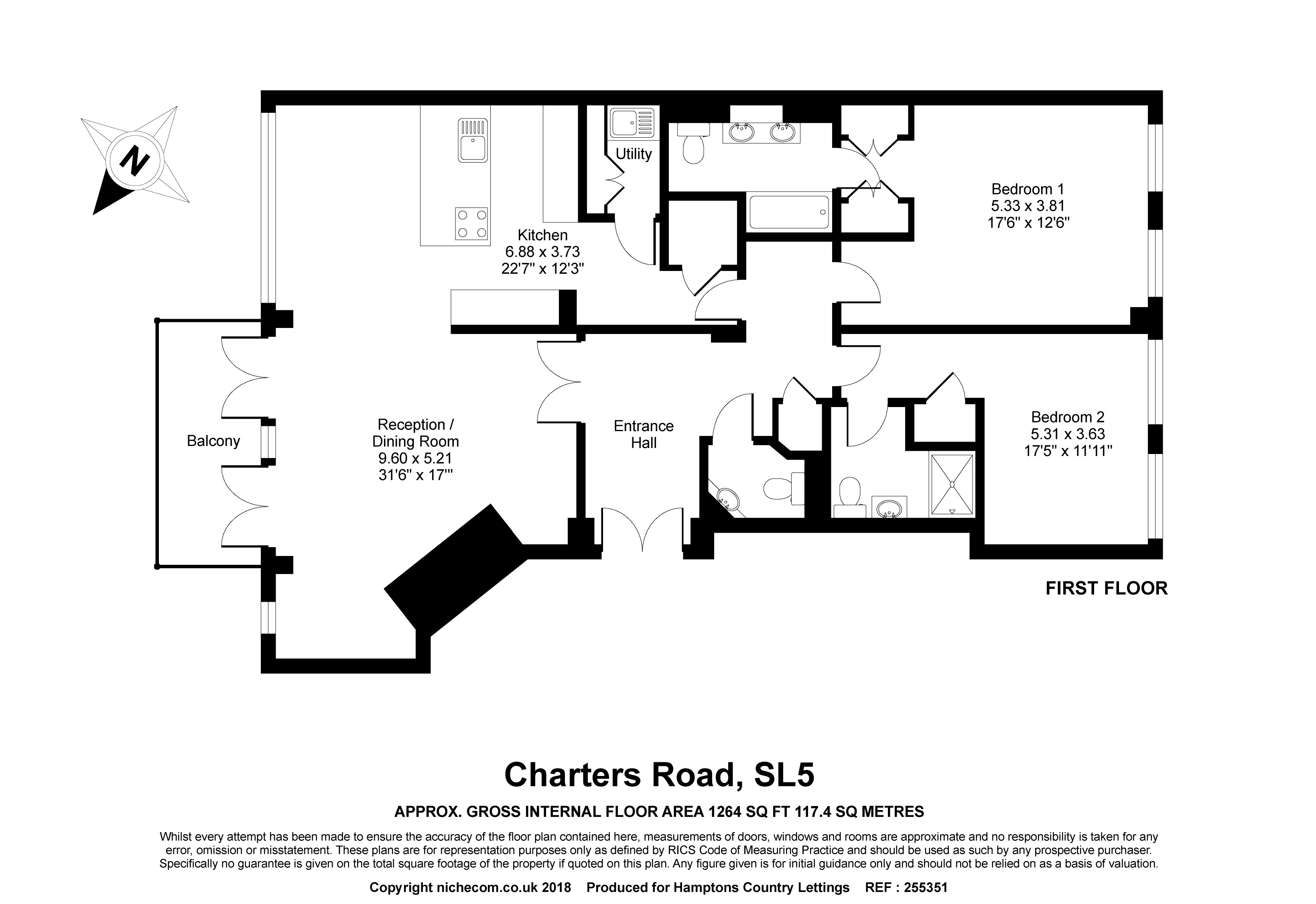 2 Bedrooms Flat to rent in Charters Road, Sunningdale, Ascot SL5