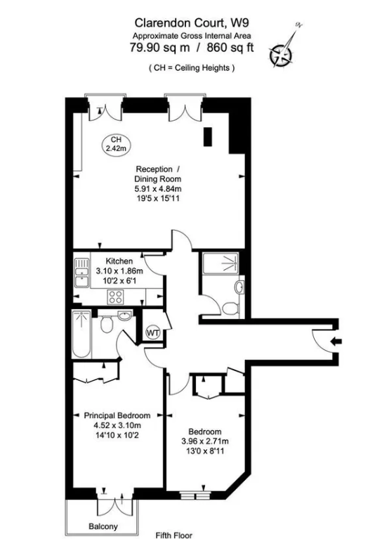 101, Clarendon Court, 33 Maida Vale, London floorplan