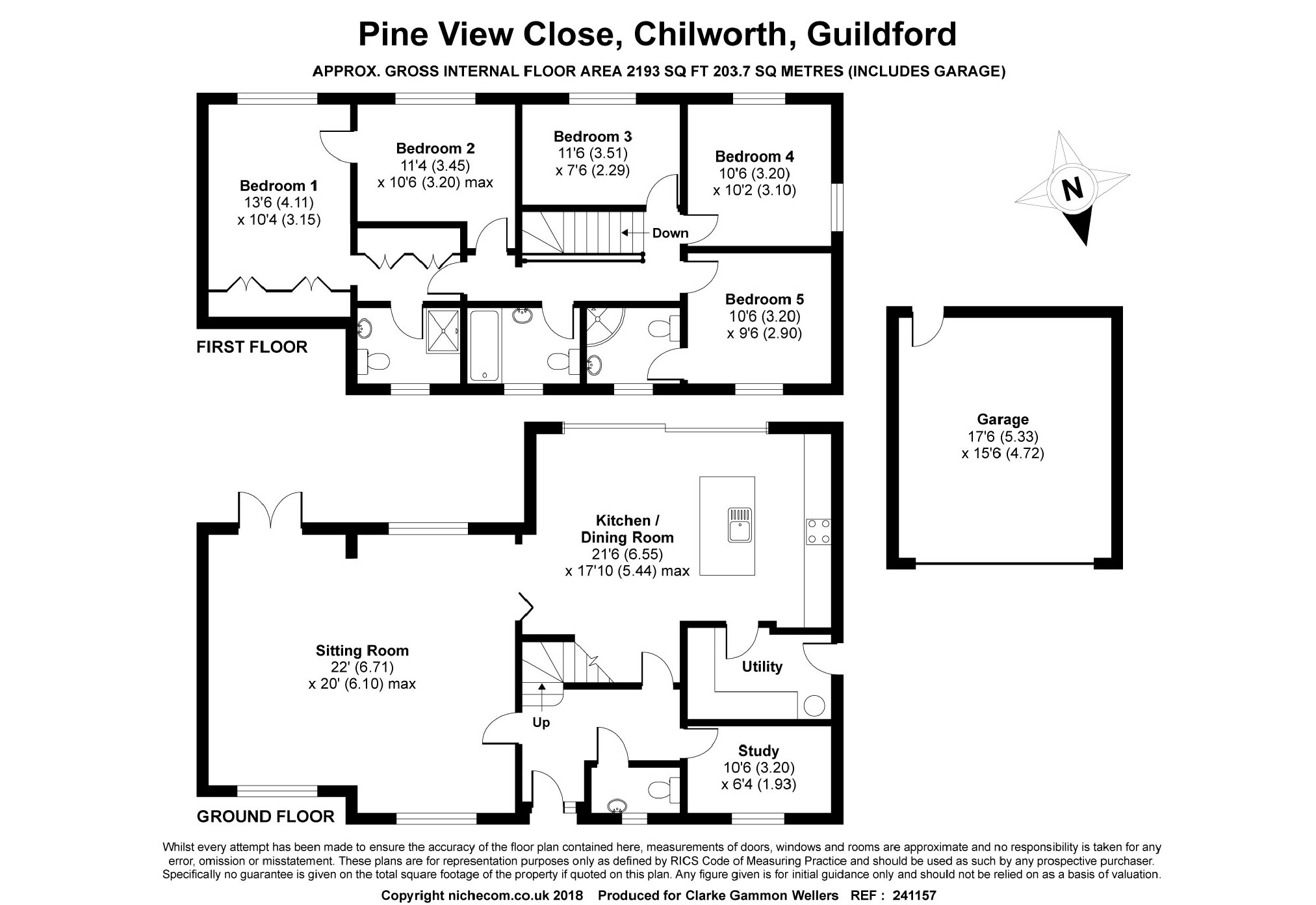 5 Bedrooms Detached house for sale in Pine View Close, Chilworth, Surrey GU4