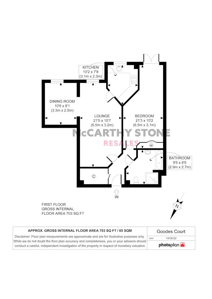 Goodes Court, Baldock Road, Royston, Herts SG8, 1 bedroom flat for sale
