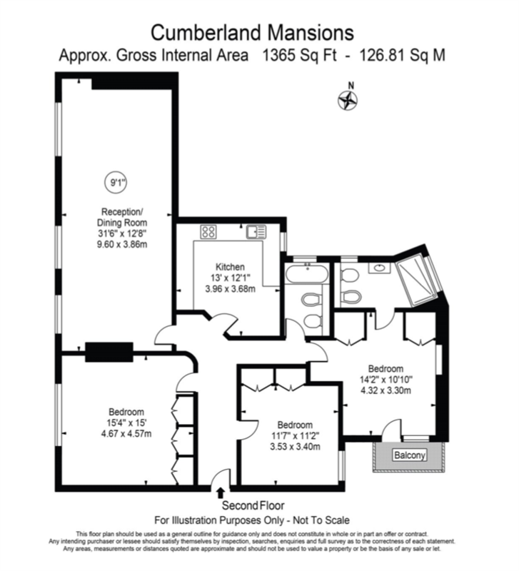 3 Bedrooms Flat to rent in Cumberland Mansions, Seymour Place, London W1H