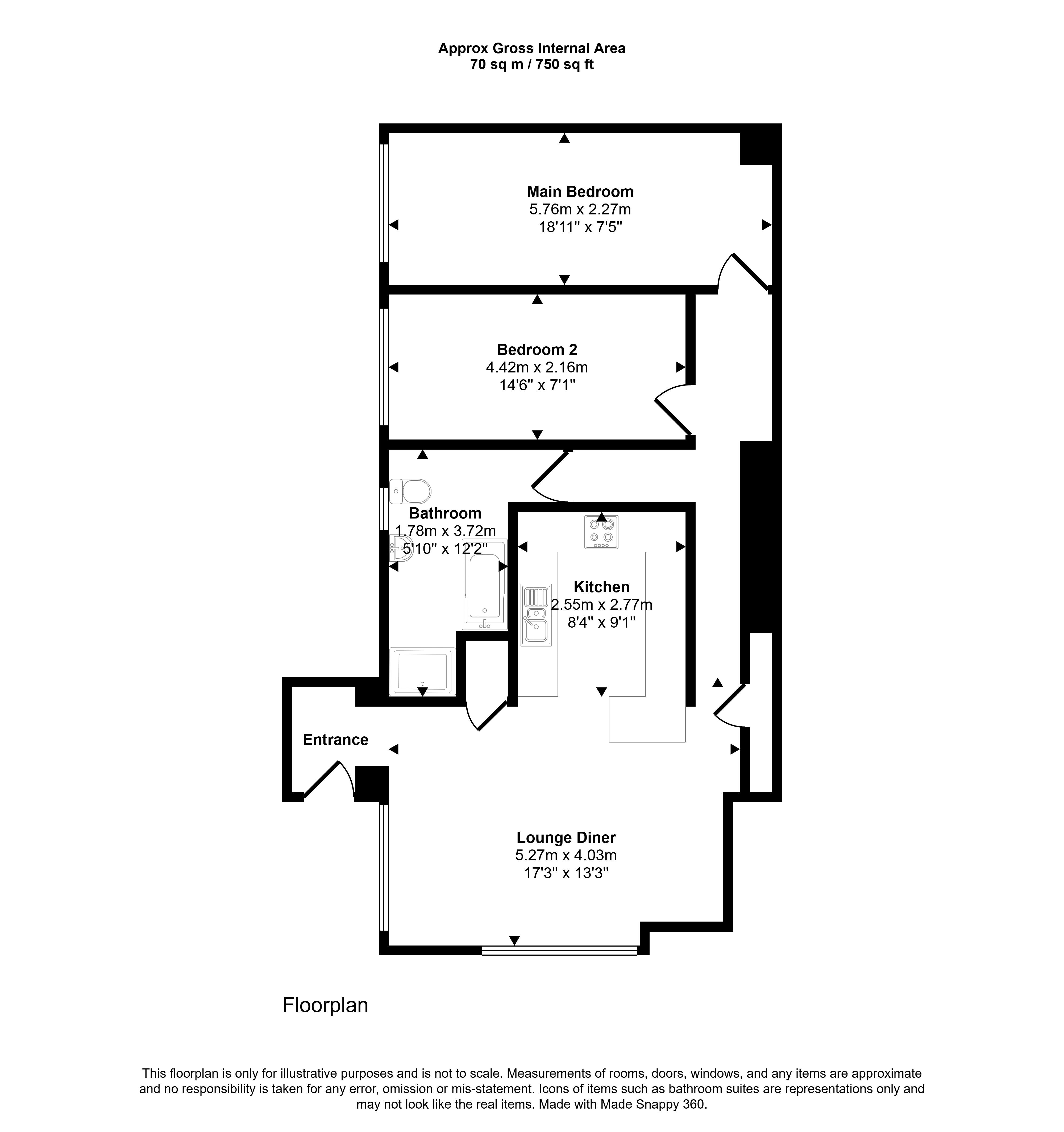 Flat 4, The Penthouse, St. Peters Hill, Brixham floorplan