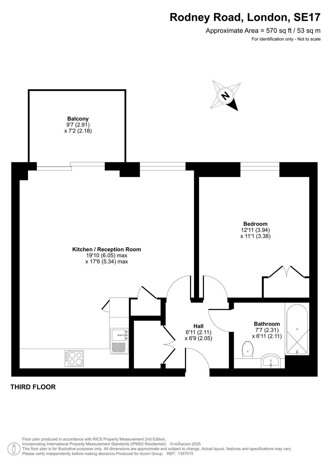 Flat 306, Arum House, 46, Rodney Road, London floorplan