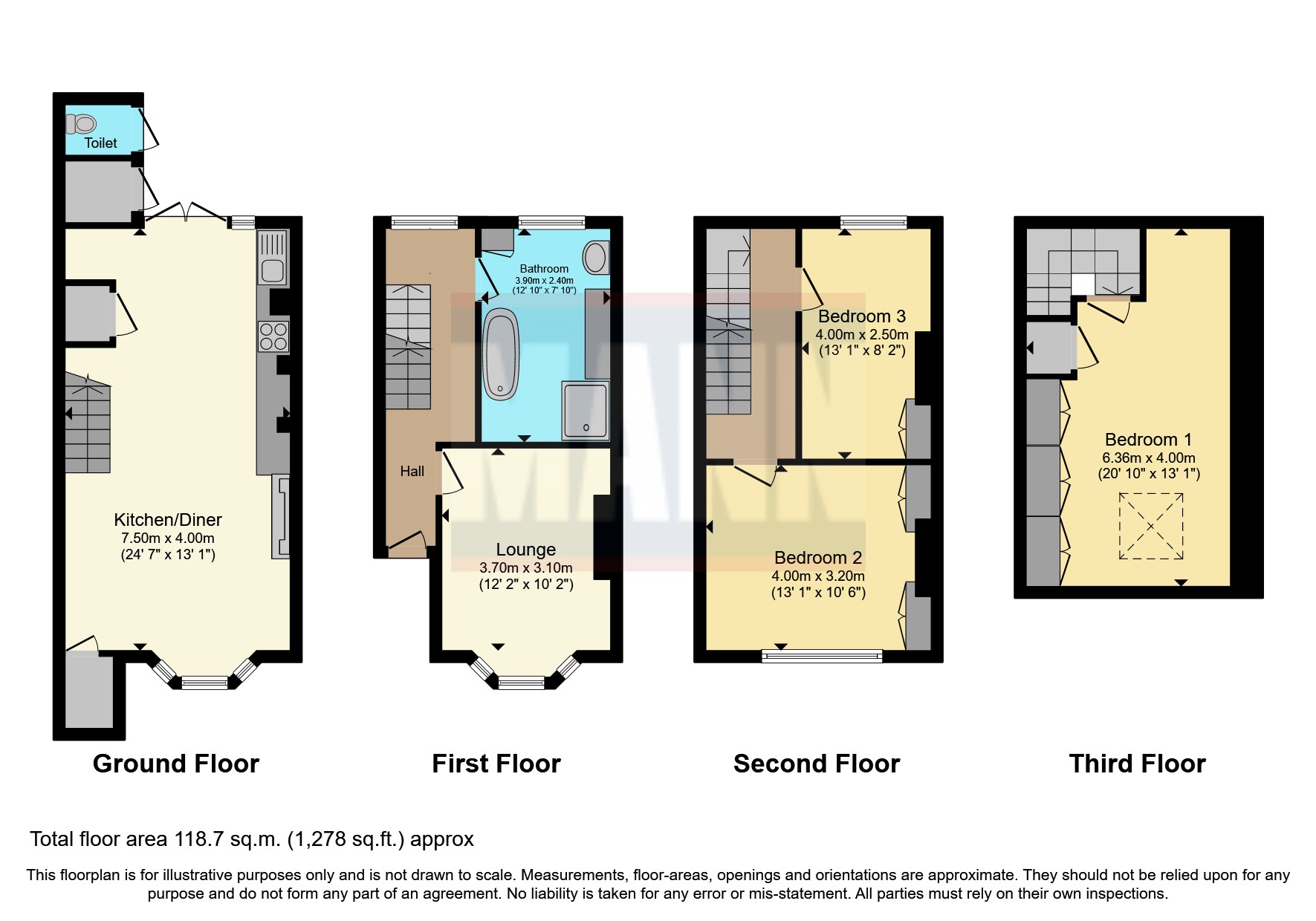 Rochester Avenue, Rochester, Kent ME1, 3 bedroom terraced house for