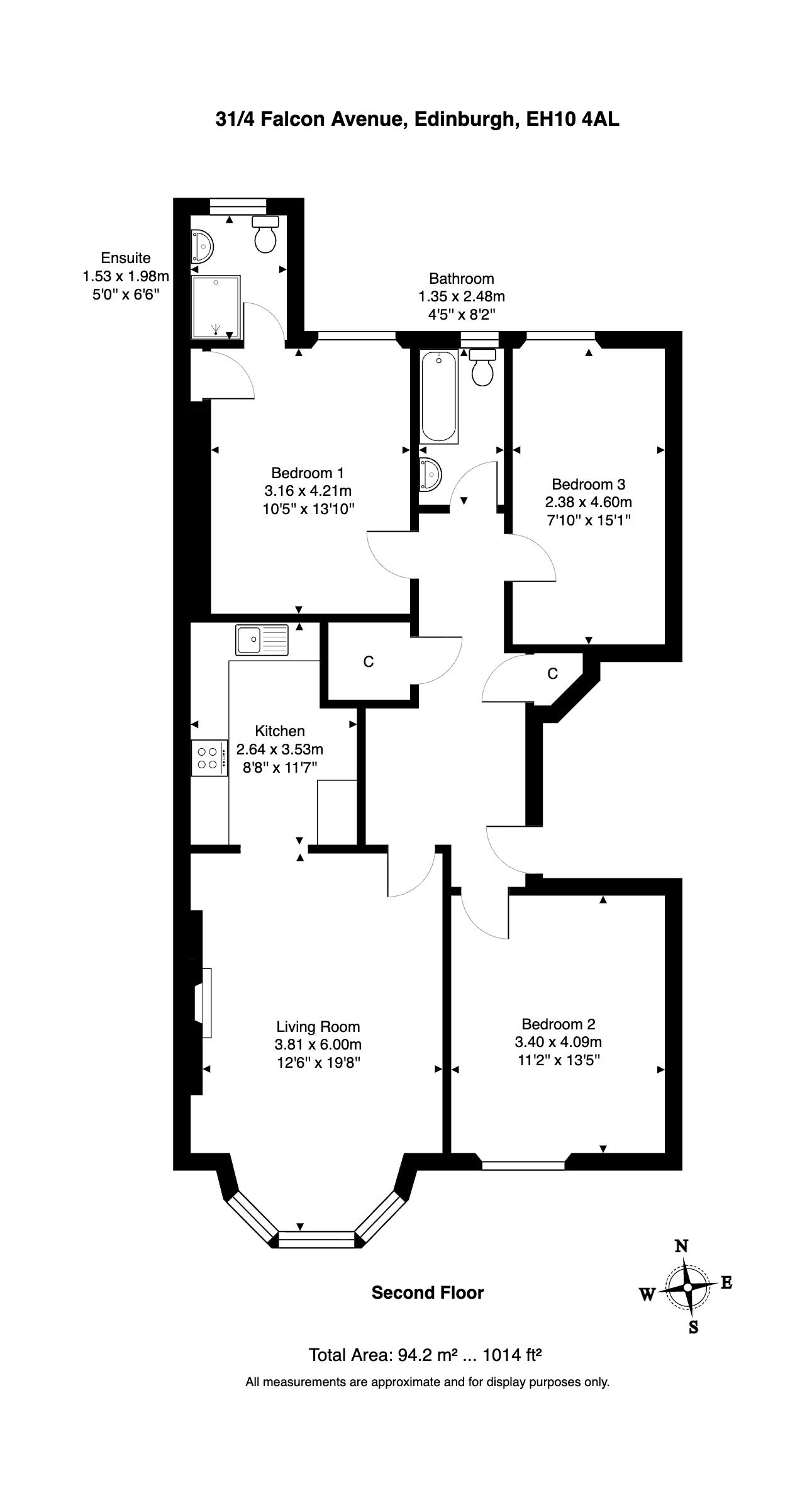 31/4, Falcon Avenue, Edinburgh floorplan