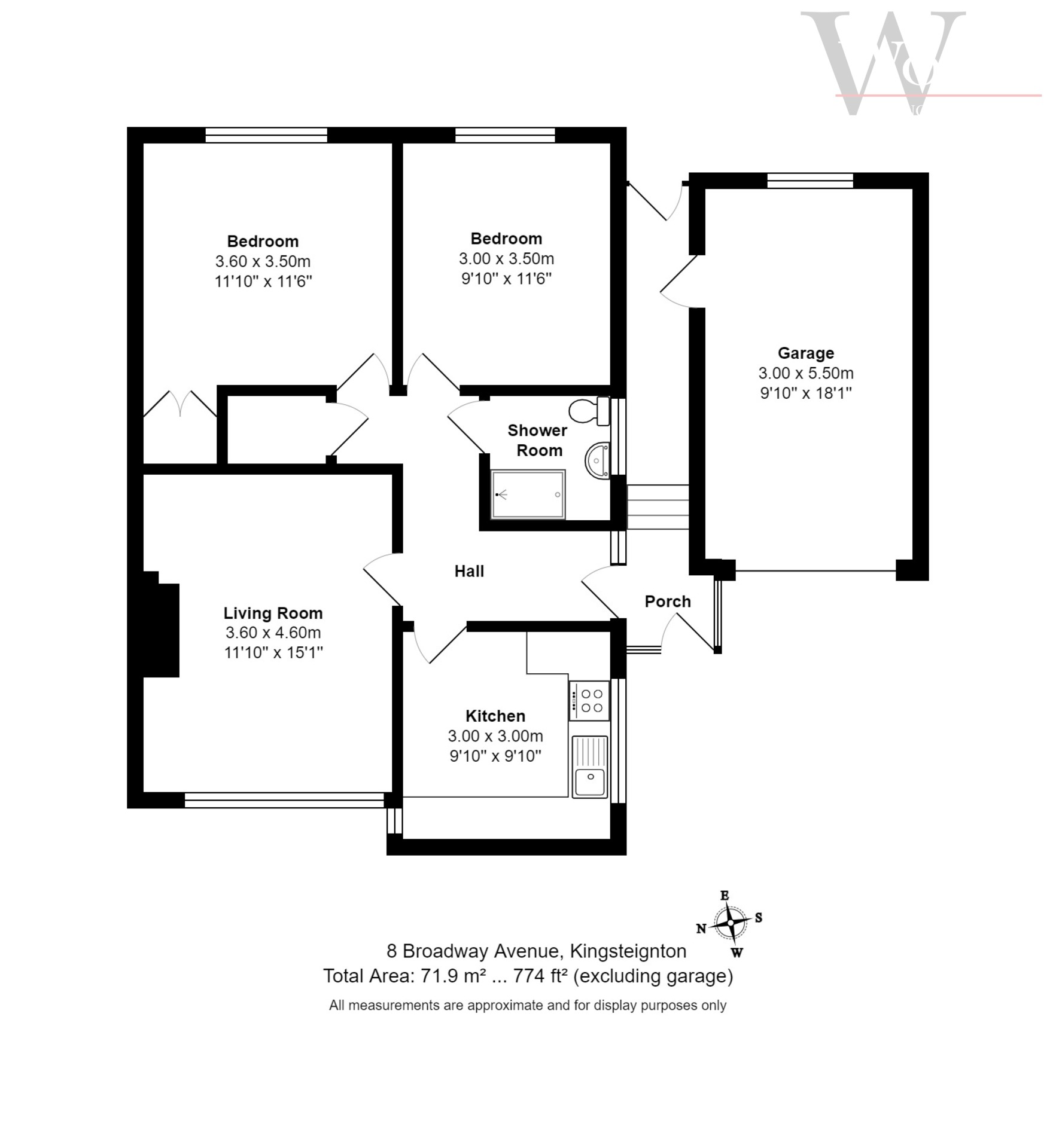 Broadway Avenue, Kingsteignton, Newton Abbot TQ12, 2 bedroom semi