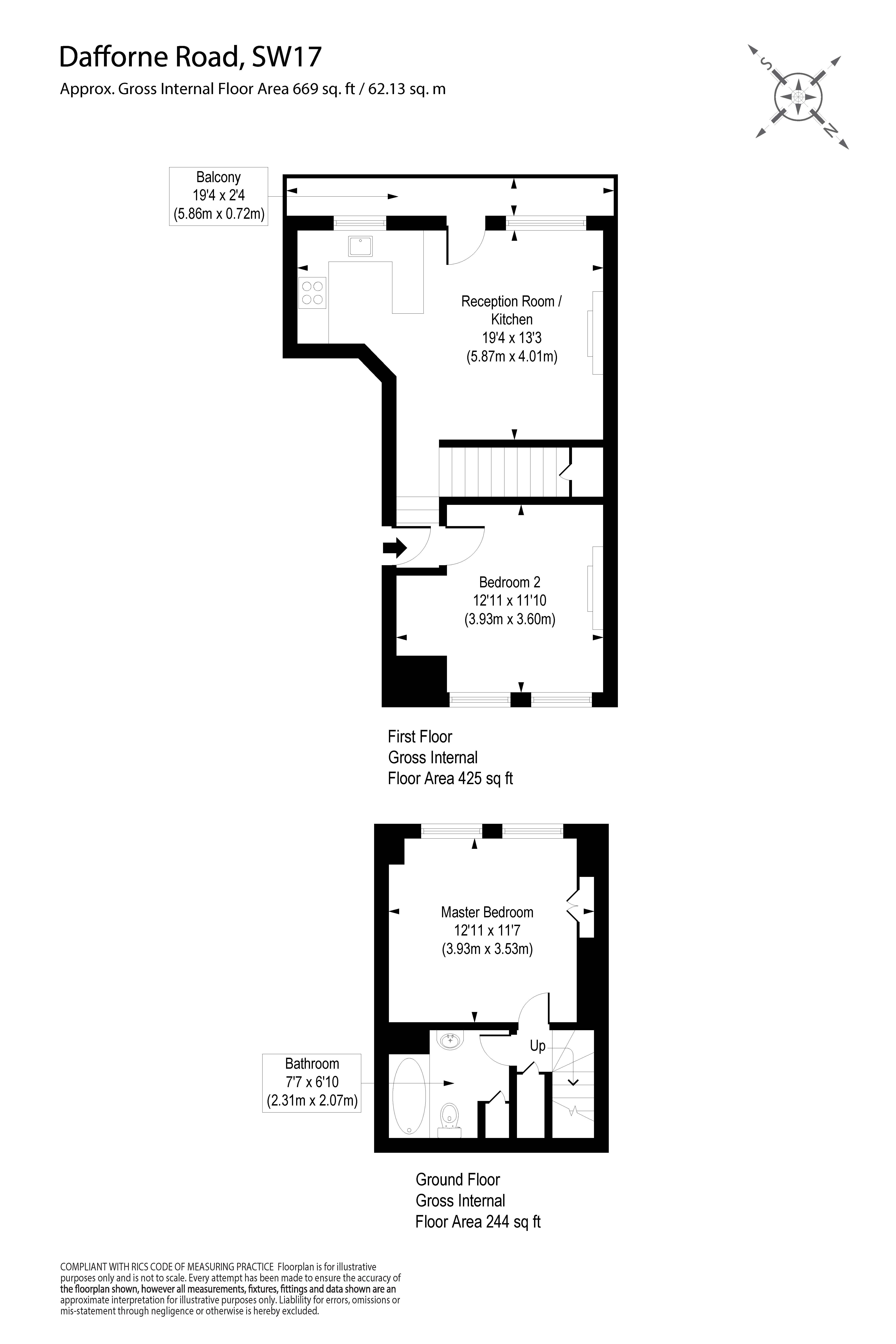 Flat 3, 37, Dafforne Road, London floorplan