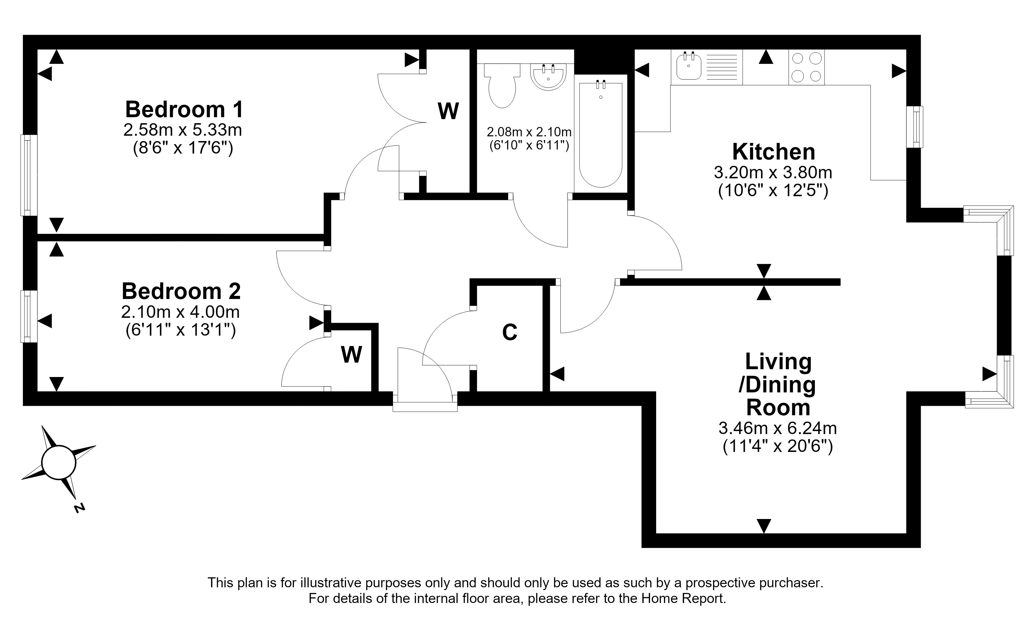 14/1 Salamander Place, Edinburgh, EH6 7JW floorplan