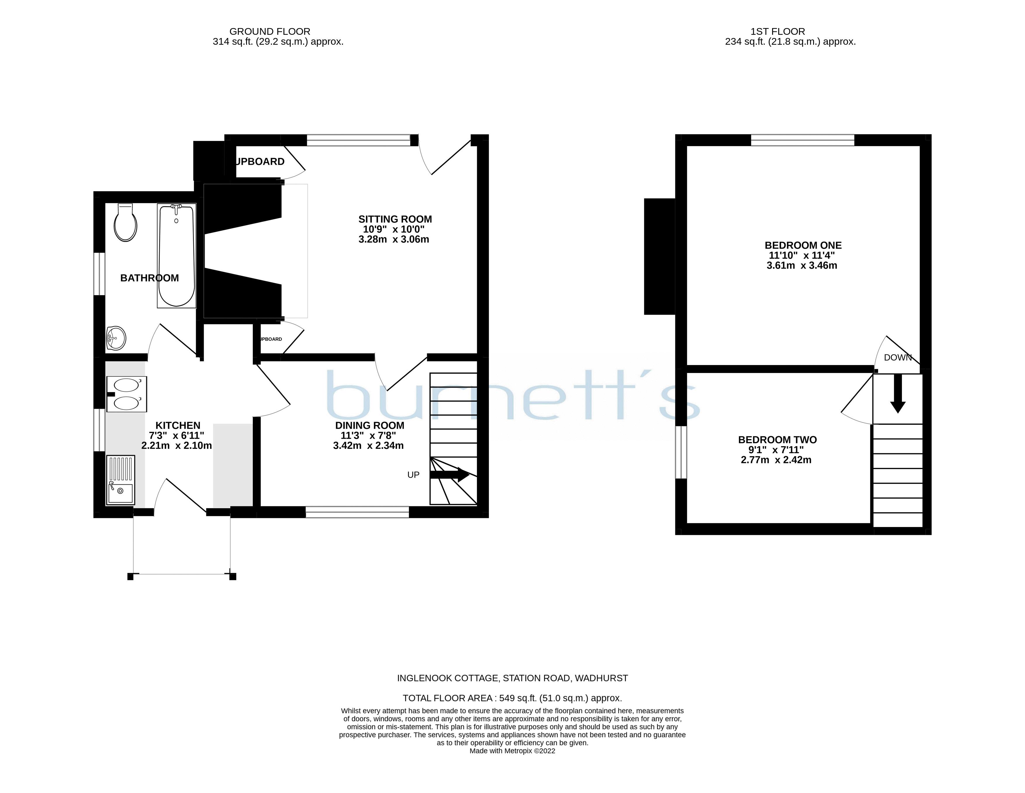 Inglenook Cottage, Station Road, Wadhurst TN5, 2 bedroom end terrace