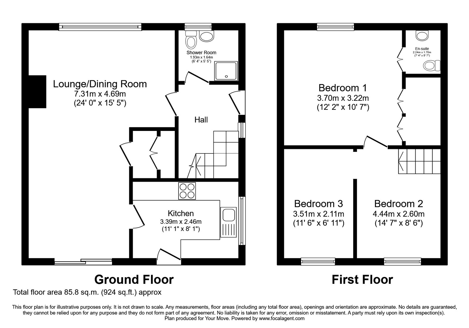 63, Denbigh Drive, Oldham floorplan