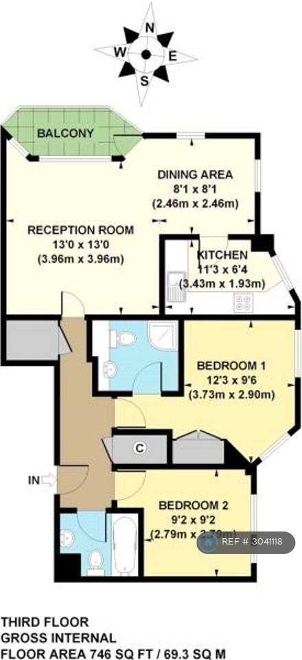 Flat, Lime Kiln Wharf, London floorplan