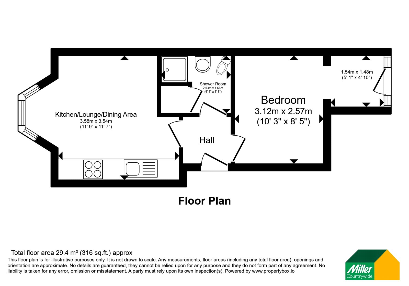 Flat 1, 4, Belmont Terrace, Cornwall floorplan