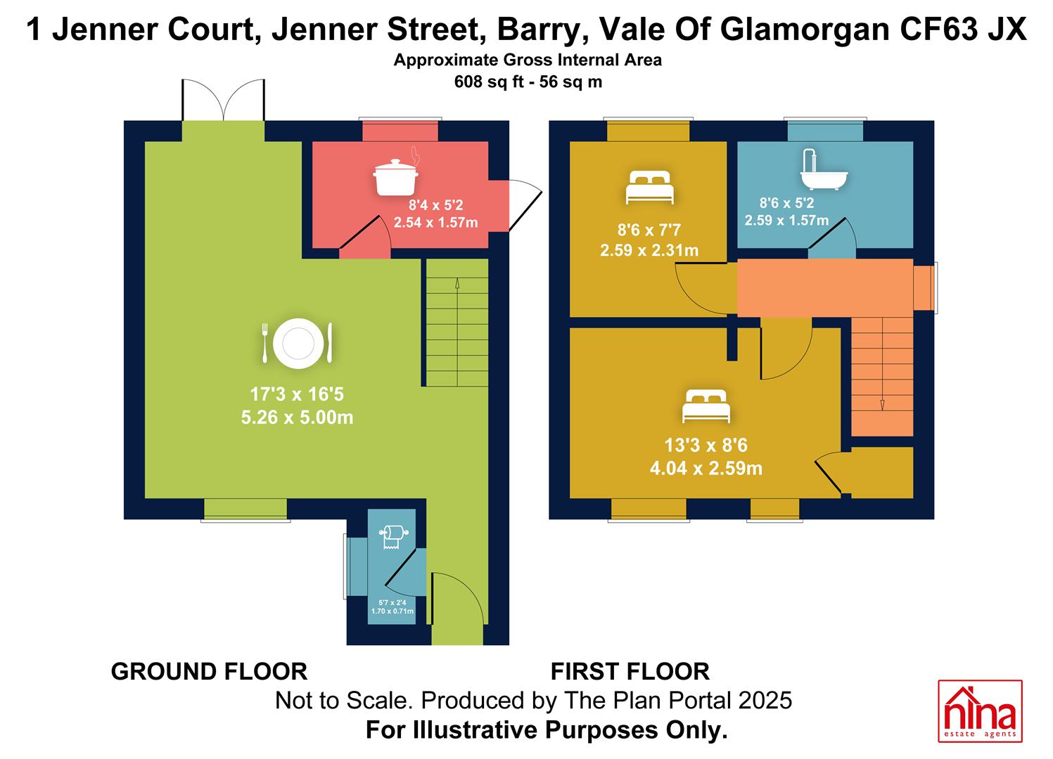 1, Jenner Court, Barry floorplan