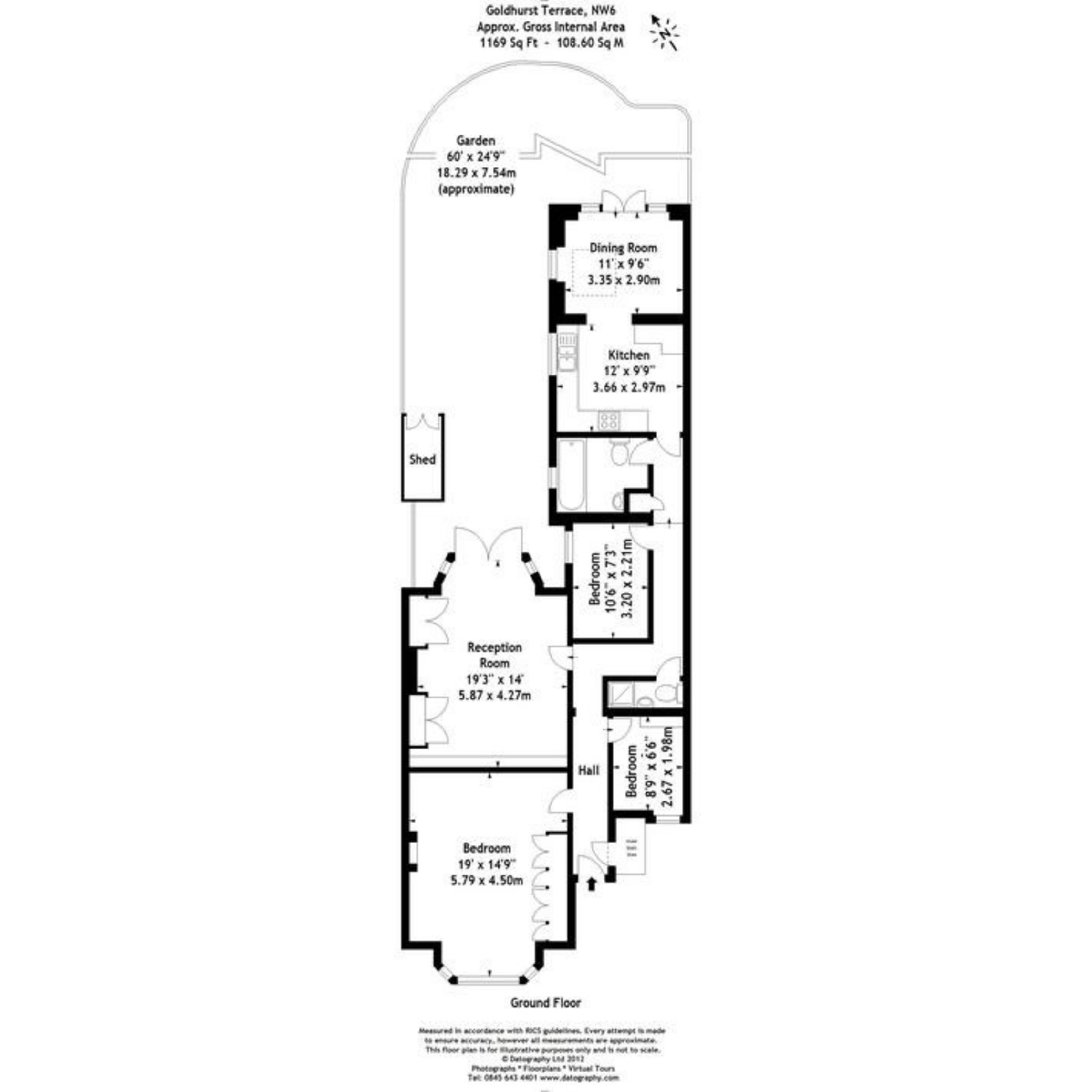 3 Bedrooms Flat to rent in Goldhurst Terrace, South Hampstead, London NW6