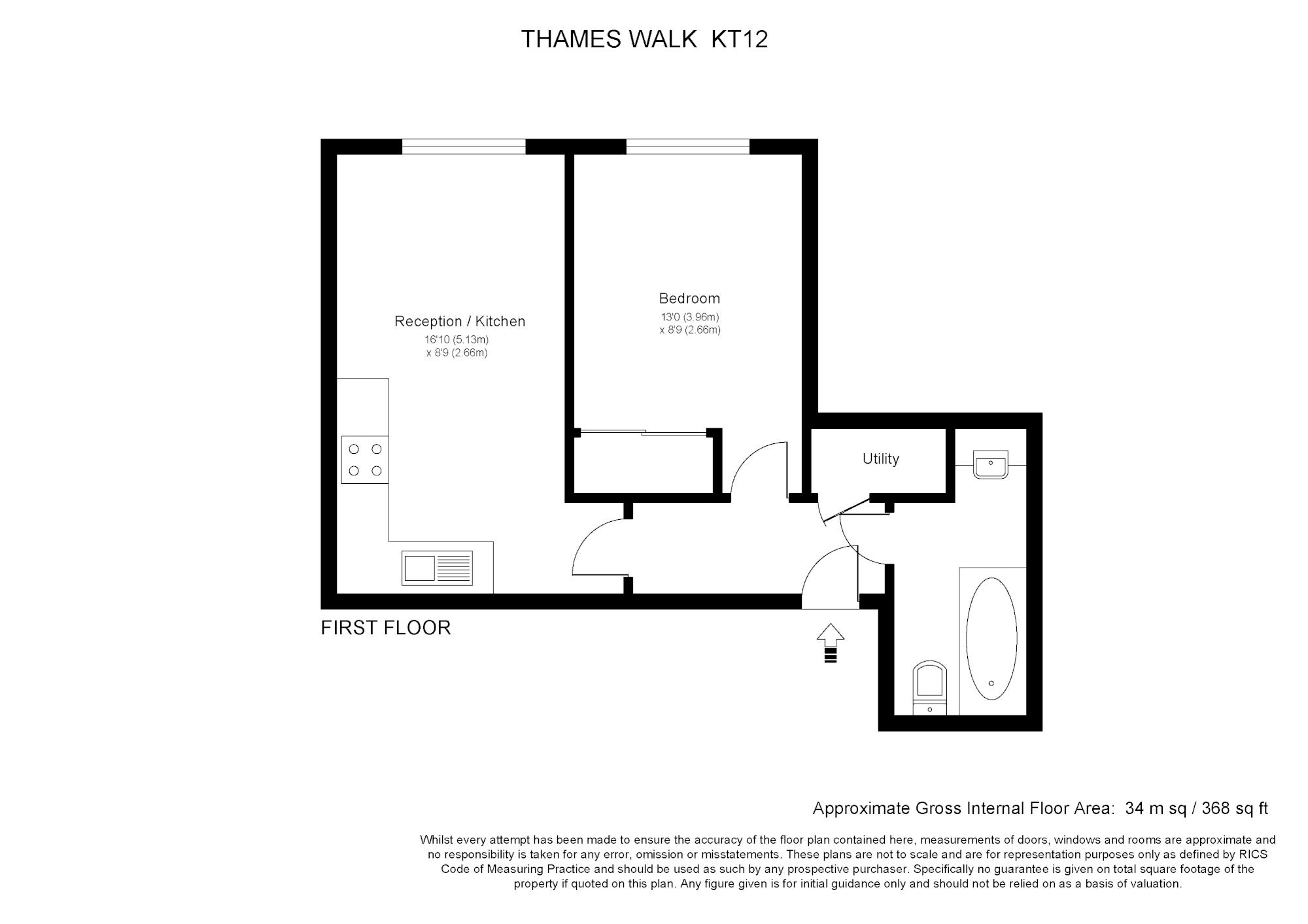 1 Bedrooms Flat to rent in Manor Road, Walton-On-Thames KT12