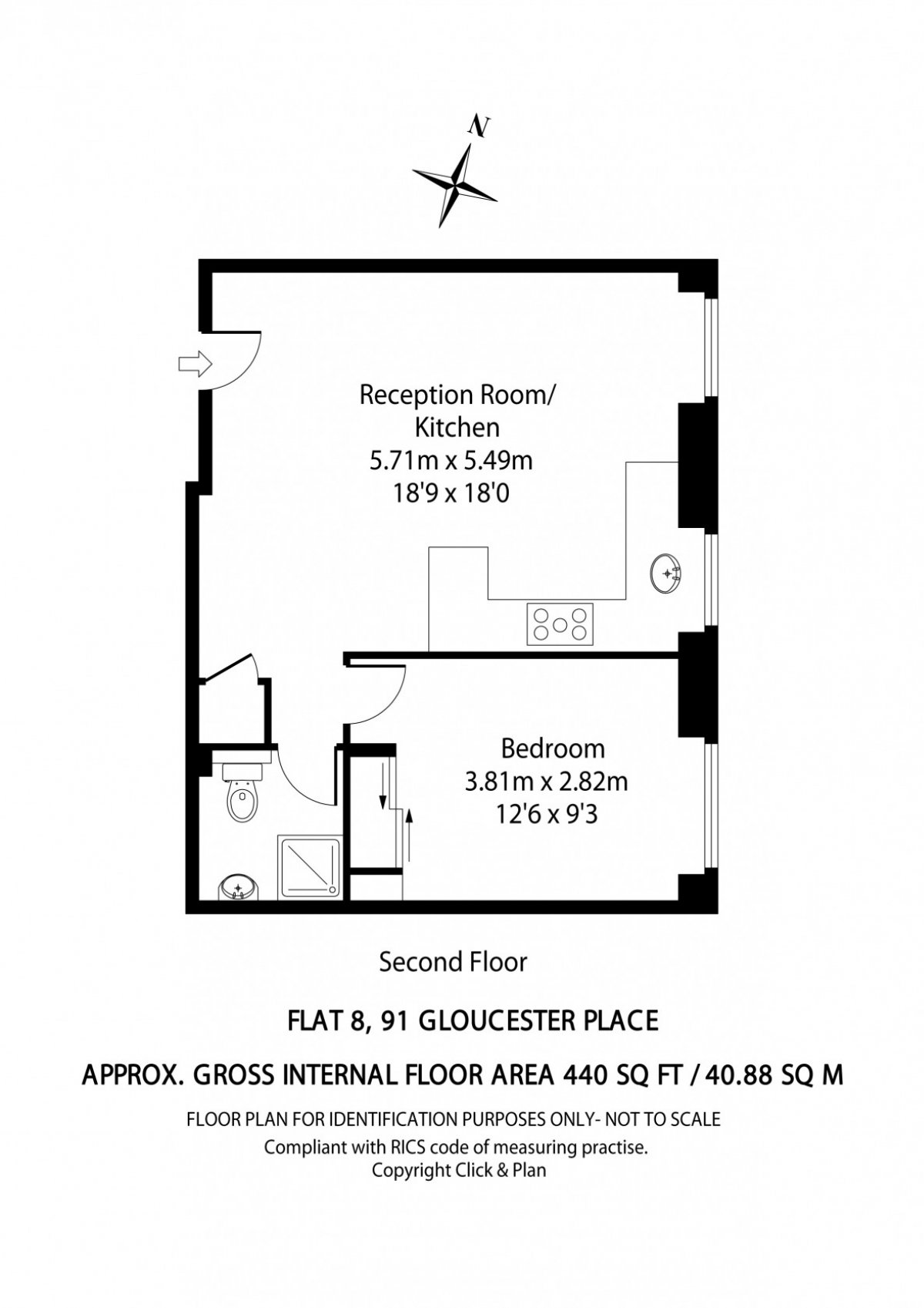 Flat 8, 91, Gloucester Place, London floorplan