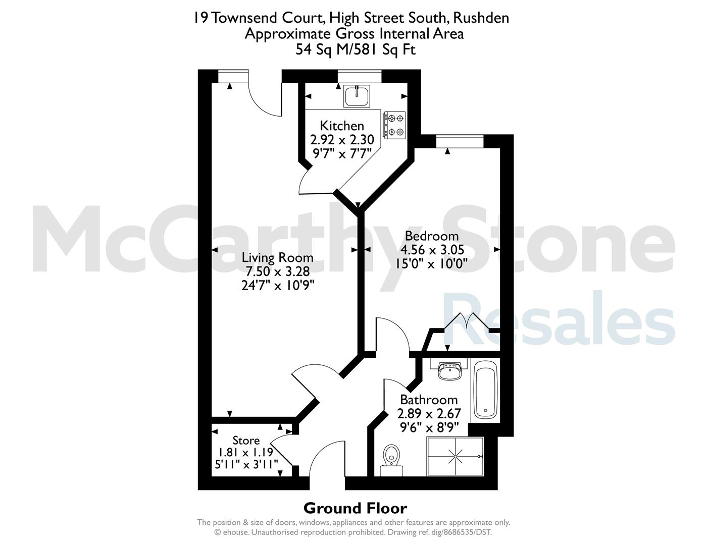 19 Townsend Court, High Street South, Rushden floorplan