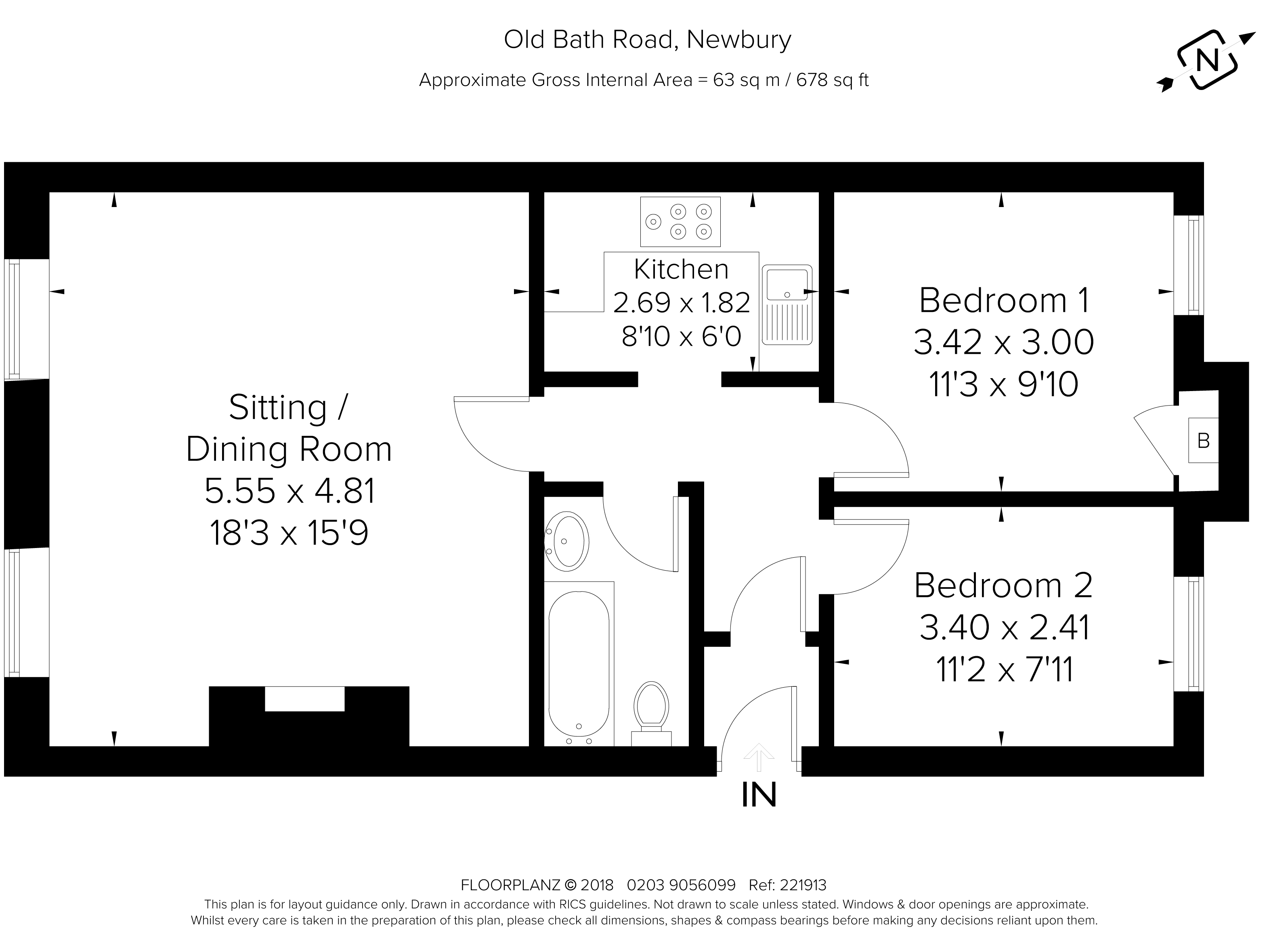 2 Bedrooms Flat to rent in Old Bath Road, Newbury RG14