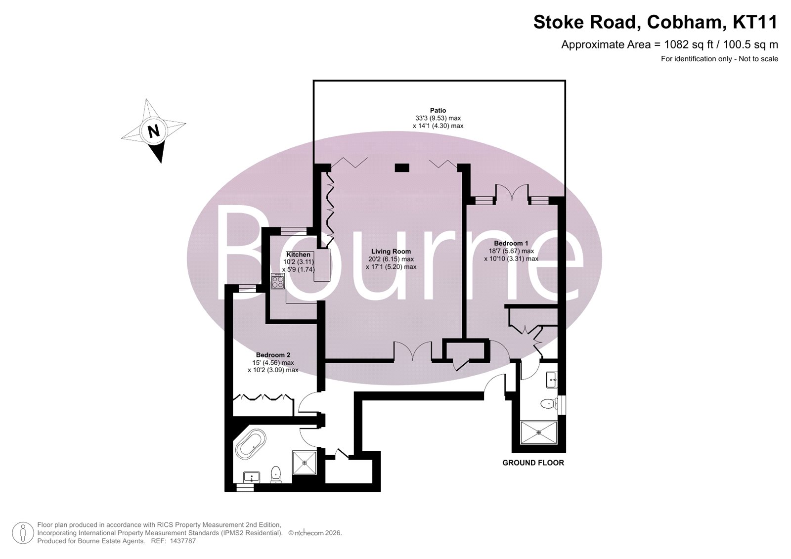 Flat 2, Westbury House, 36, Stoke Road, Cobham floorplan