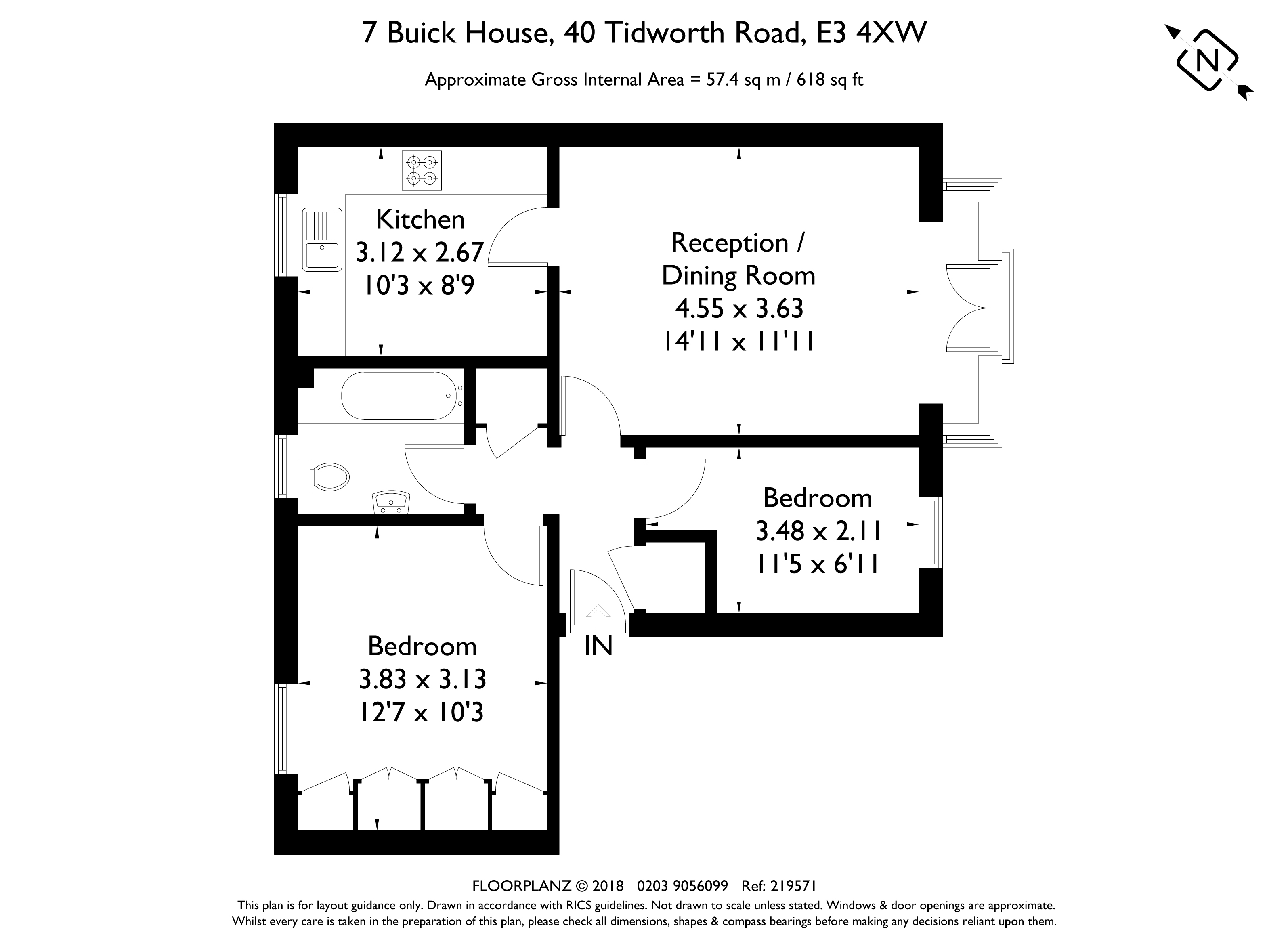 2 Bedrooms Flat for sale in Tidworth Road, London E3