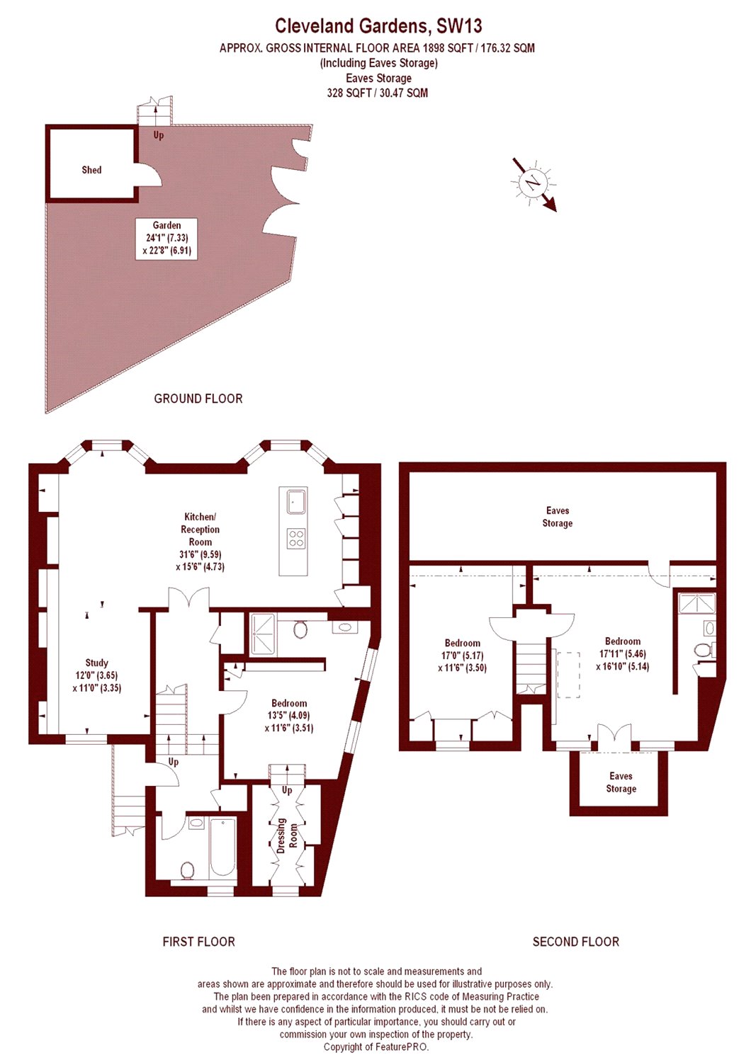 3 Bedrooms Maisonette to rent in Cleveland Gardens, London SW13