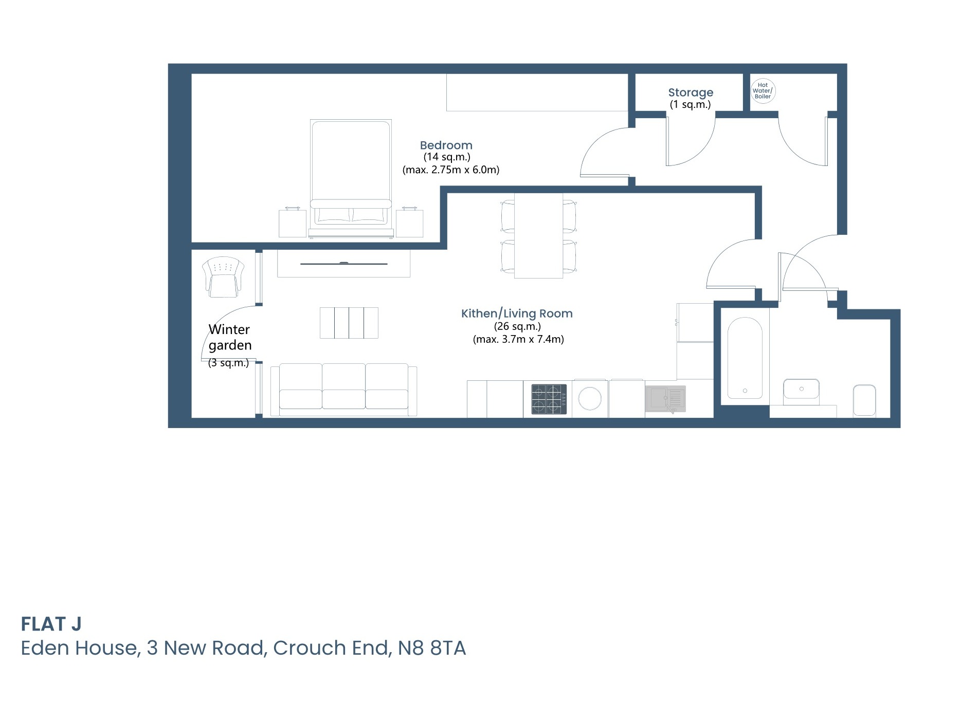 Flat J.A, Eden House, 3, New Road, Crouch End, London floorplan