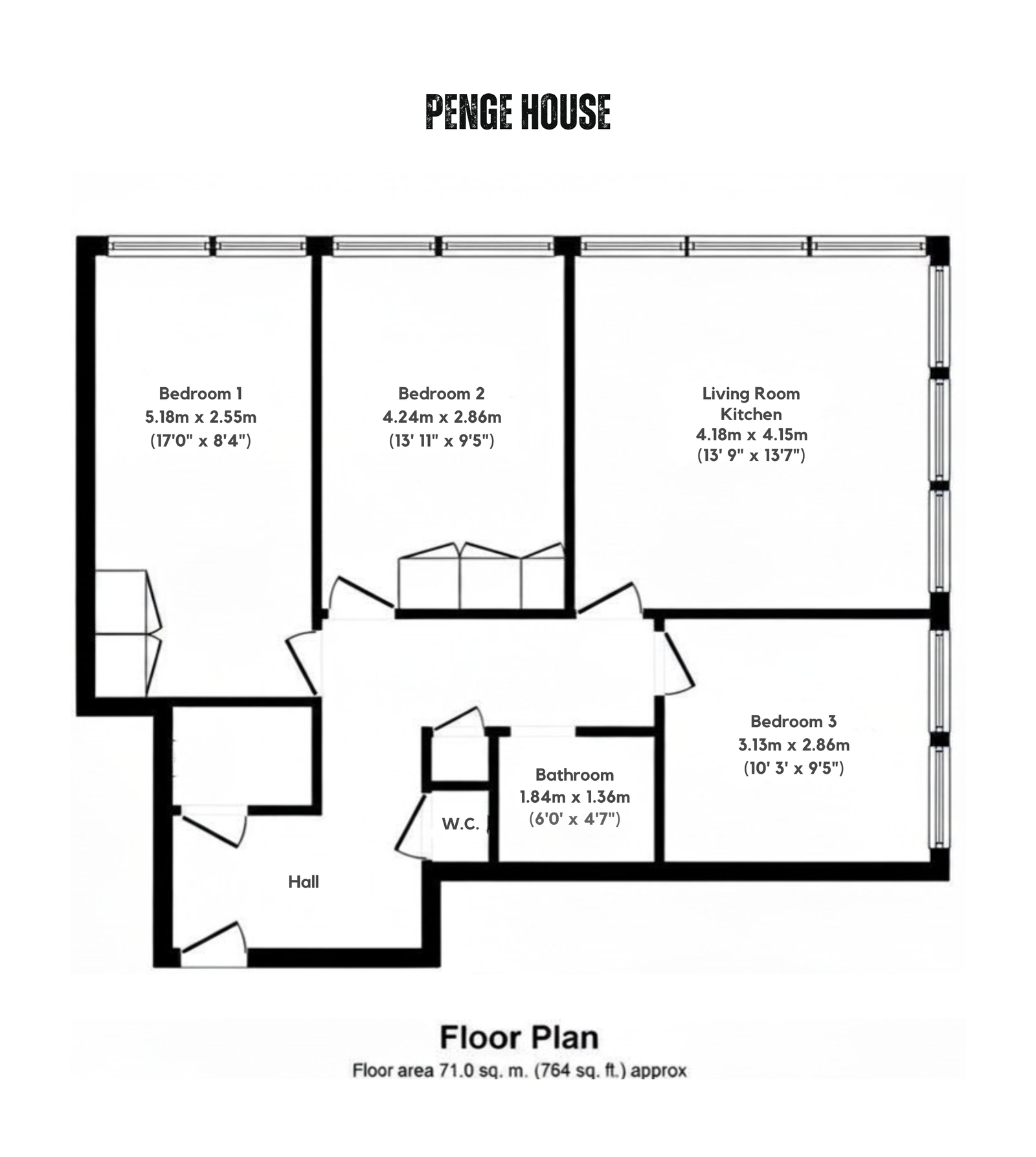 Penge House,Flat 65, Wye Street, London floorplan
