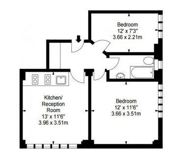 2 Bedroom Flat, Roland House, 121 Old Brompton Road, South Kensington floorplan