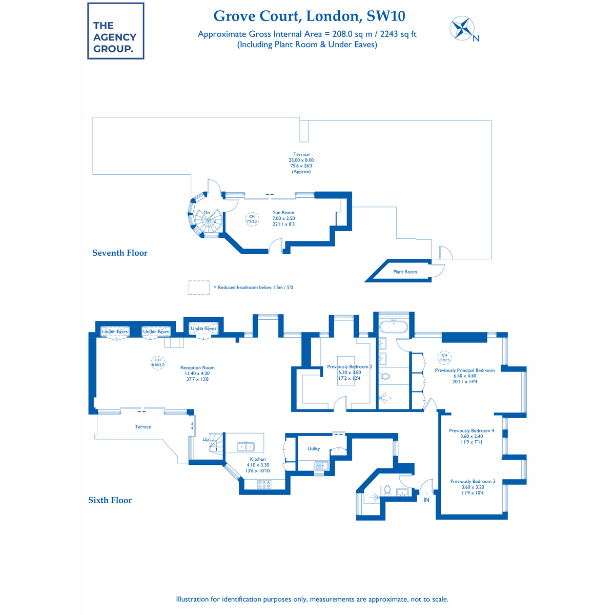 Flat Penthouse West, Grove Court, Drayton Gardens, London floorplan