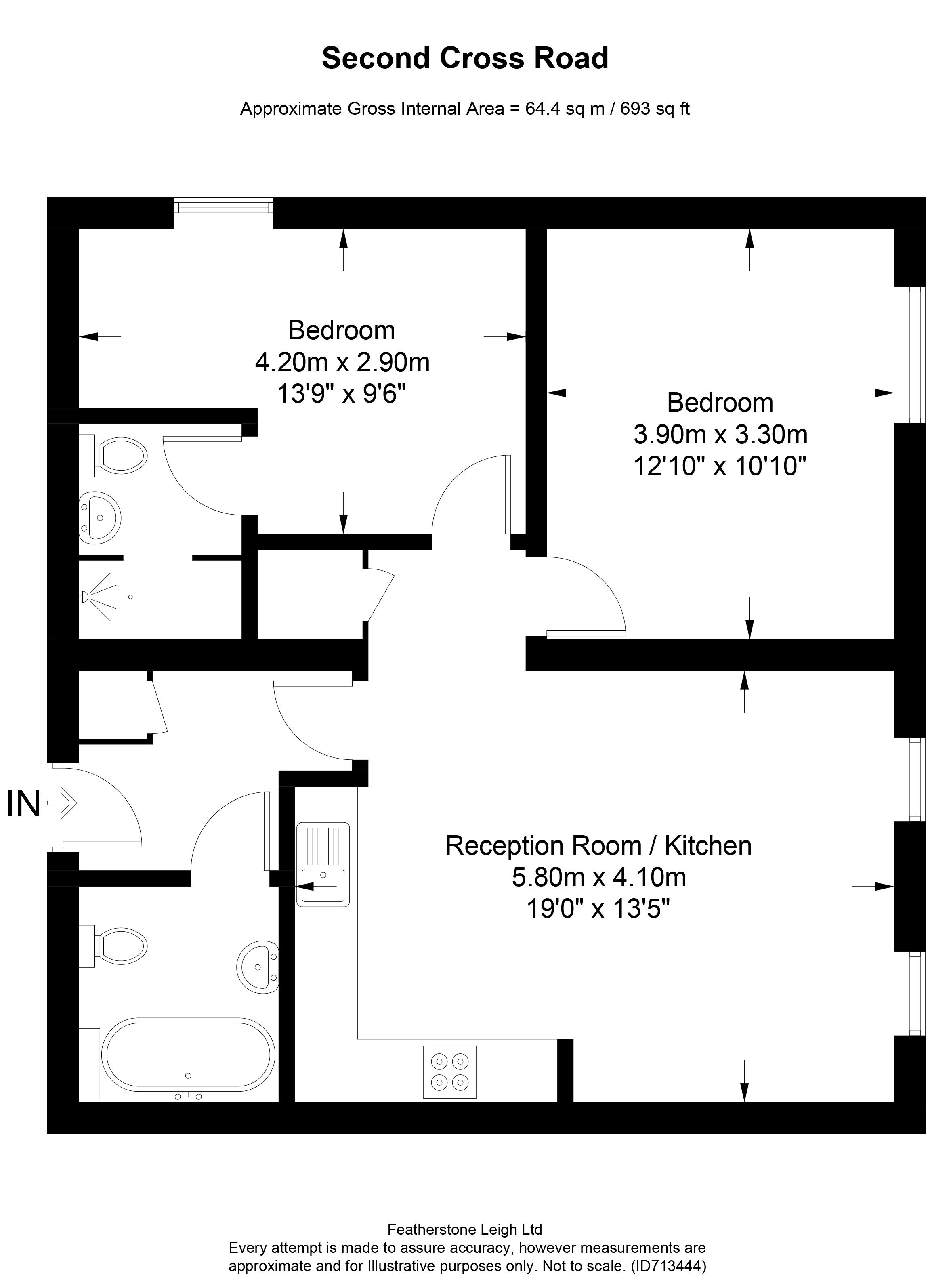 Flat 3, Laurence House, 28, Second Cross Road, Twickenham floorplan