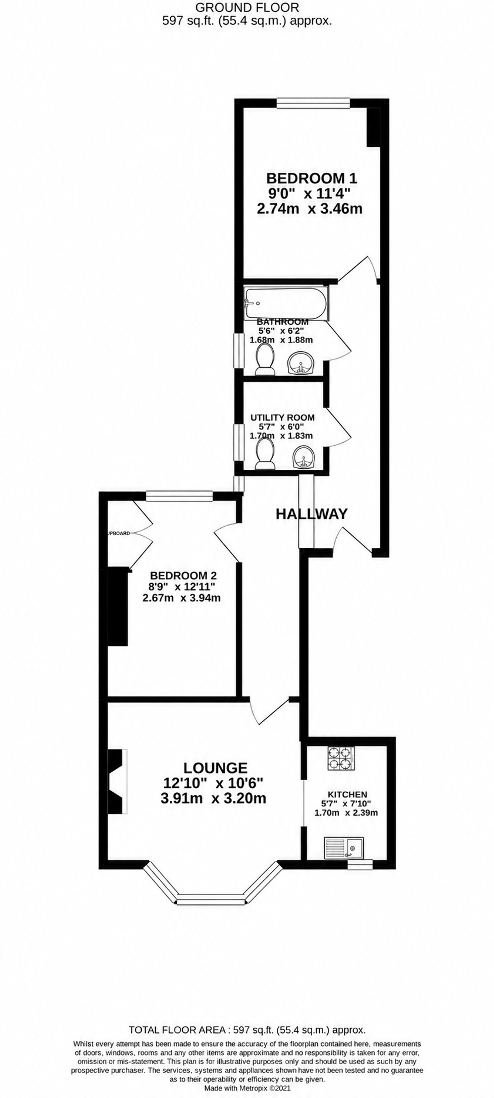 Flat 2, 9 Vicarage Road, Cromer floorplan