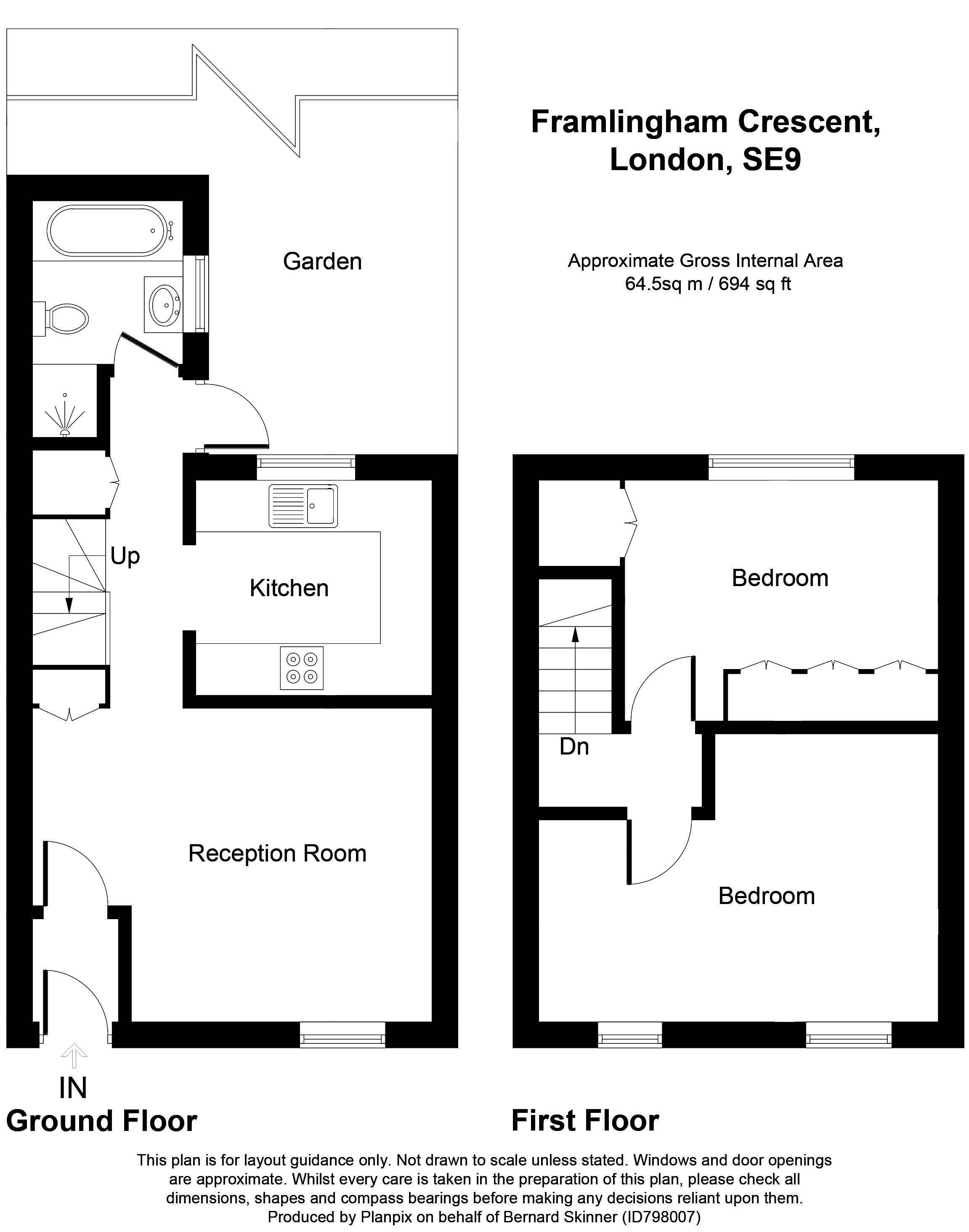 Framlingham Crescent, London SE9, 2 bedroom terraced house for sale