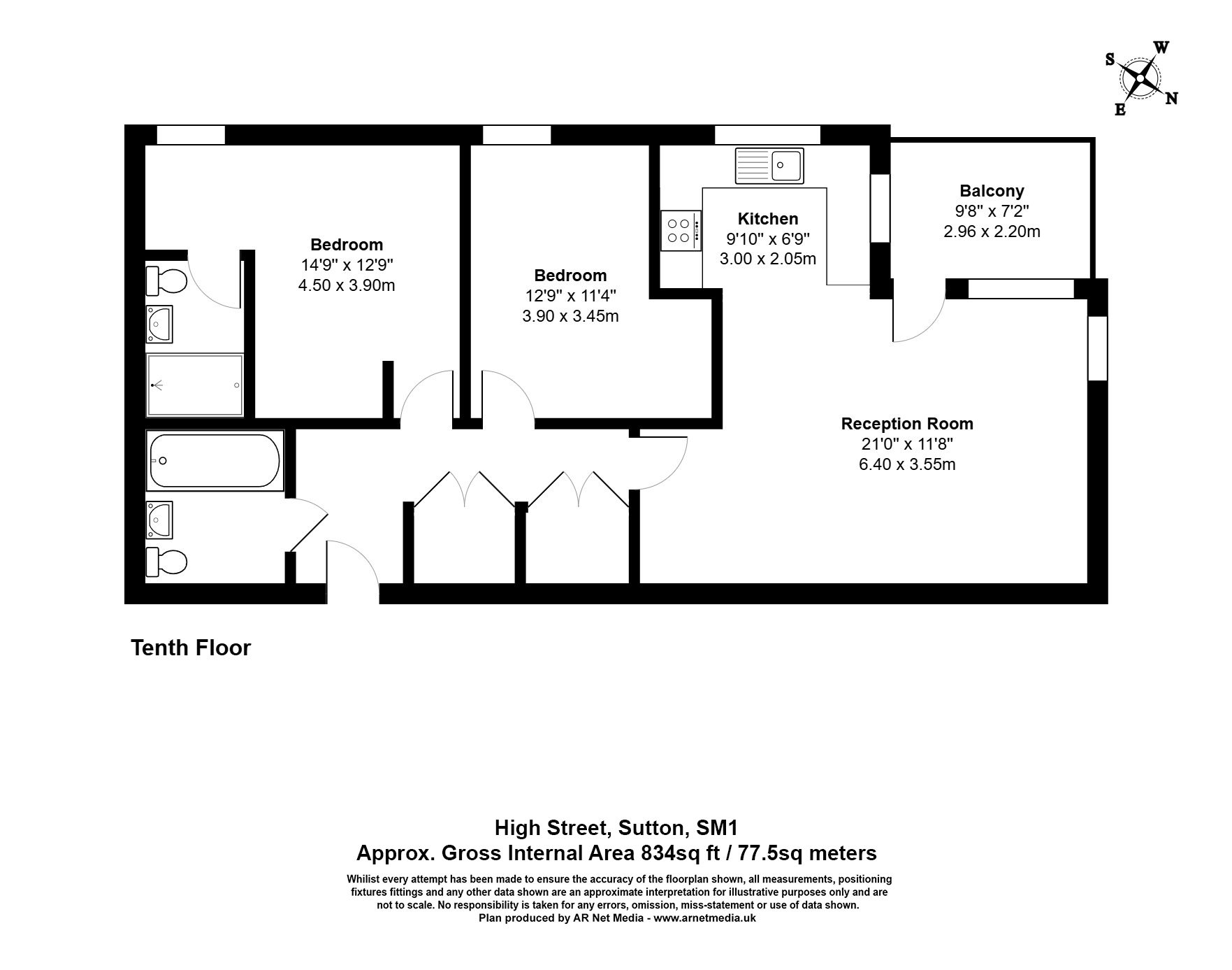 69, Charlotte House, 303, High Street, Sutton floorplan