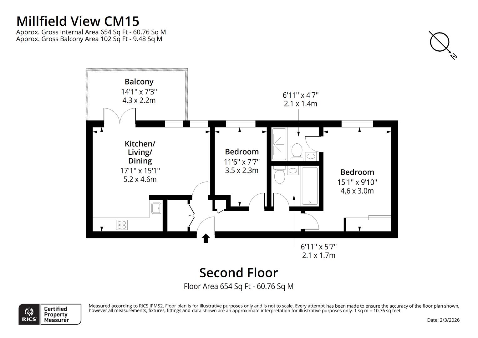 33 Millfield View, Ashwells Road, Pilgrims Hatch floorplan