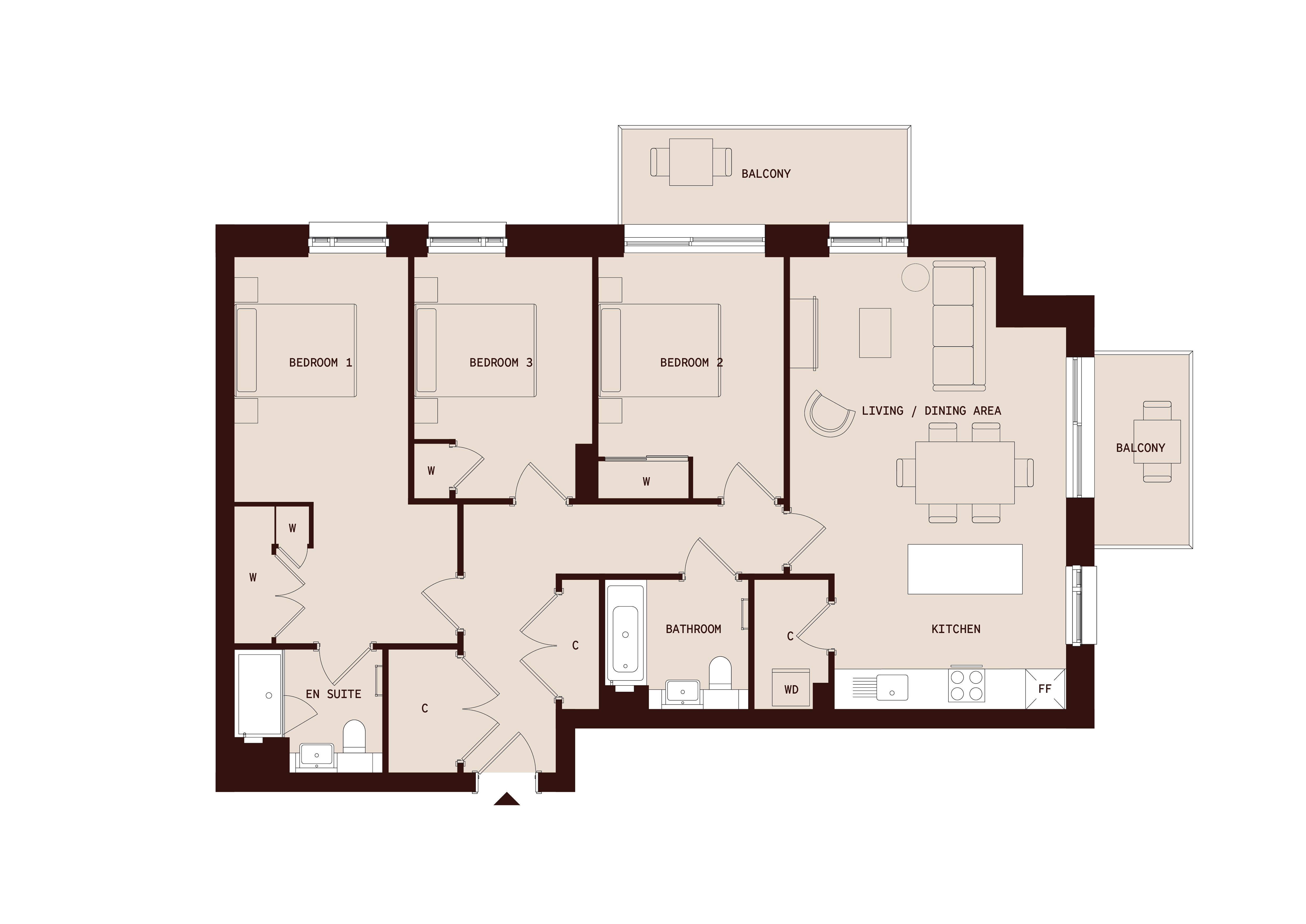 Flat 464, Dovecote House, 19 Beaufort Square, Colindale floorplan