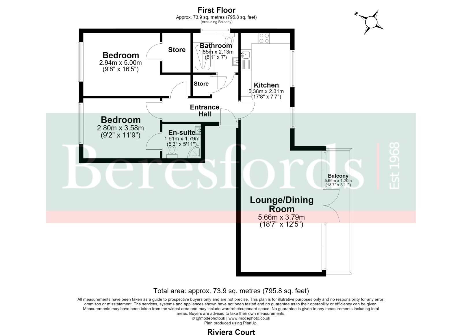 Flat 3, Riviera Court, 17, Hall Lane, Upminster floorplan