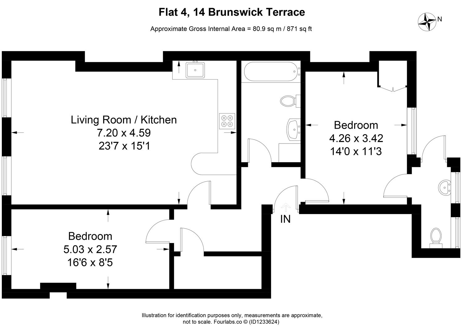 Flat 4, 14, Brunswick Terrace, Hove floorplan