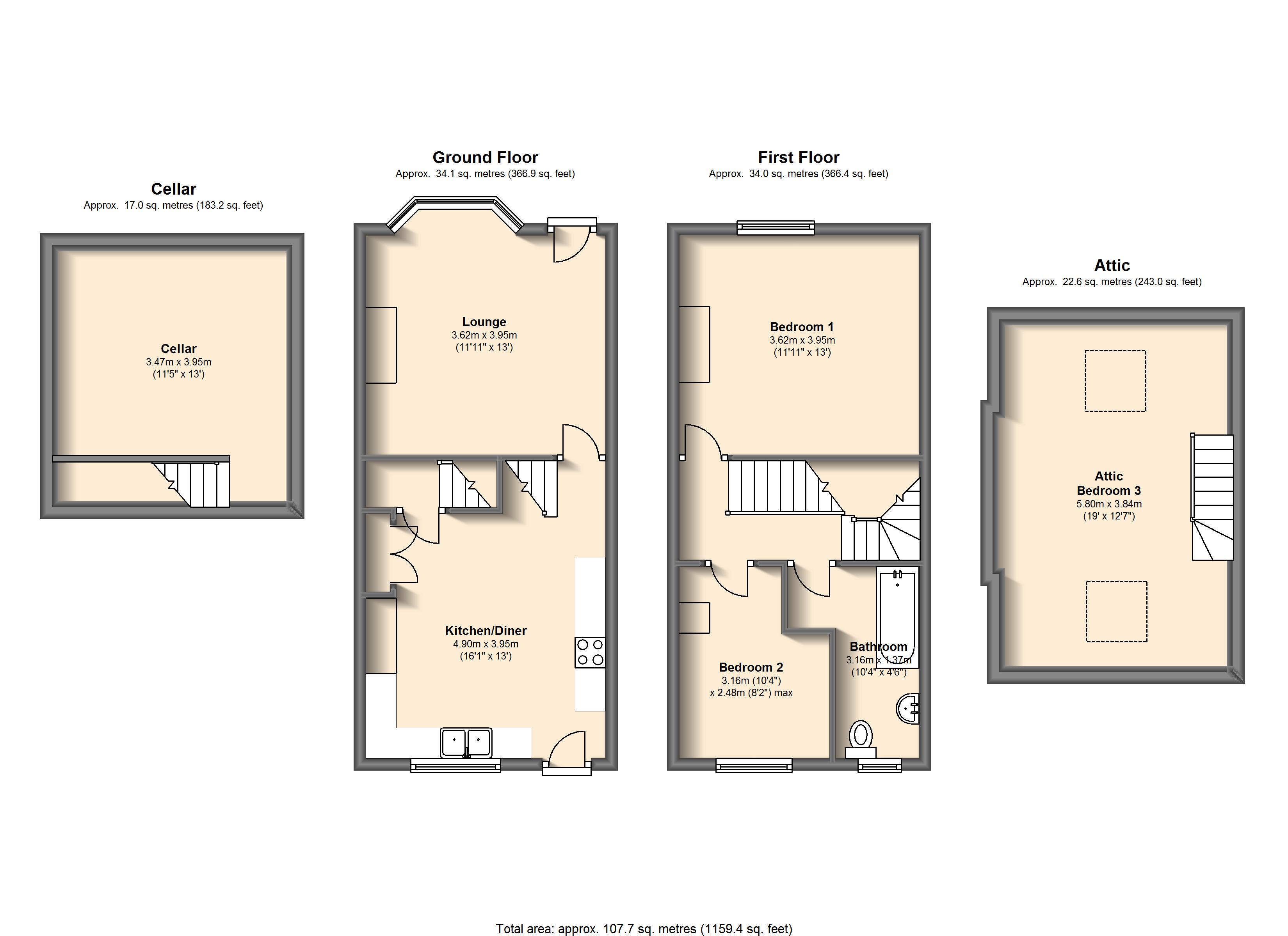 3 Bedrooms Terraced house to rent in Pipworth Lane, Eckington, Sheffield S21