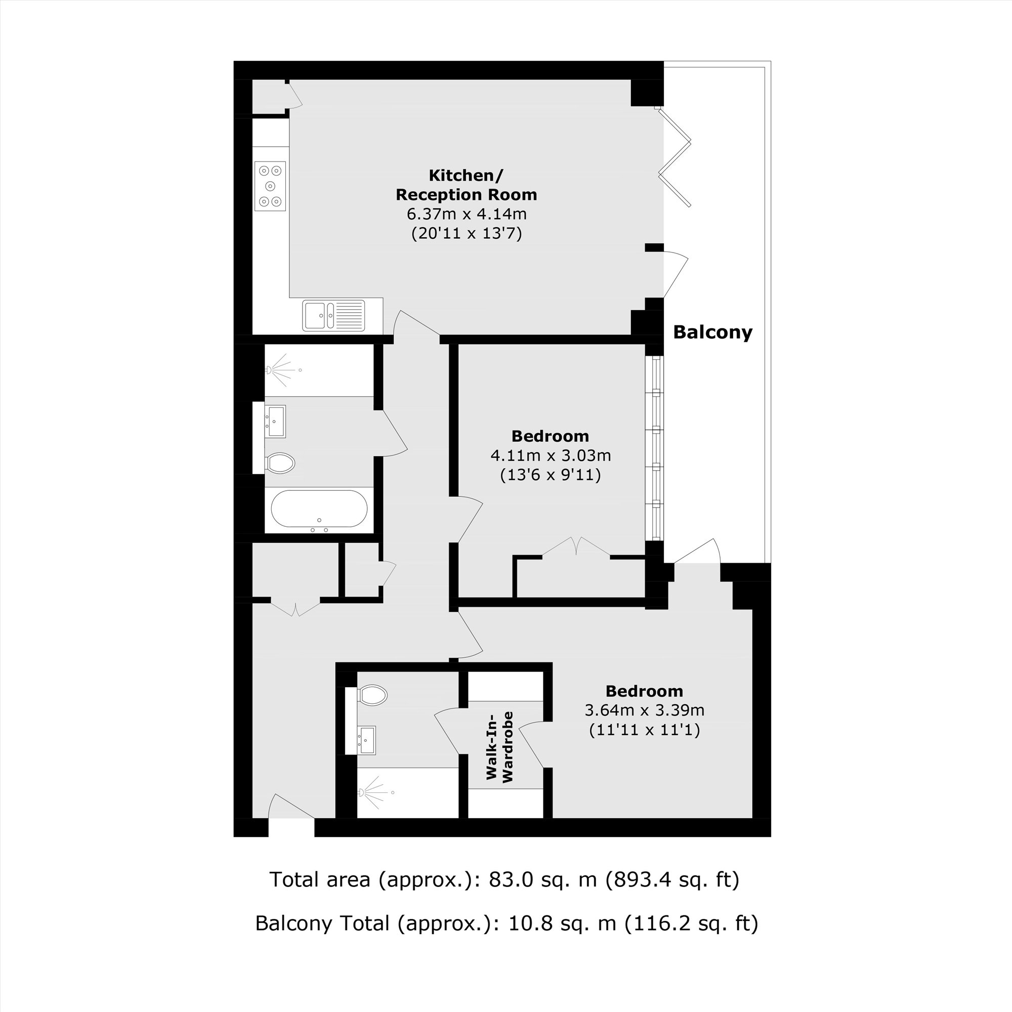 Flat 23 Hurley Court, 953, High Road, London floorplan