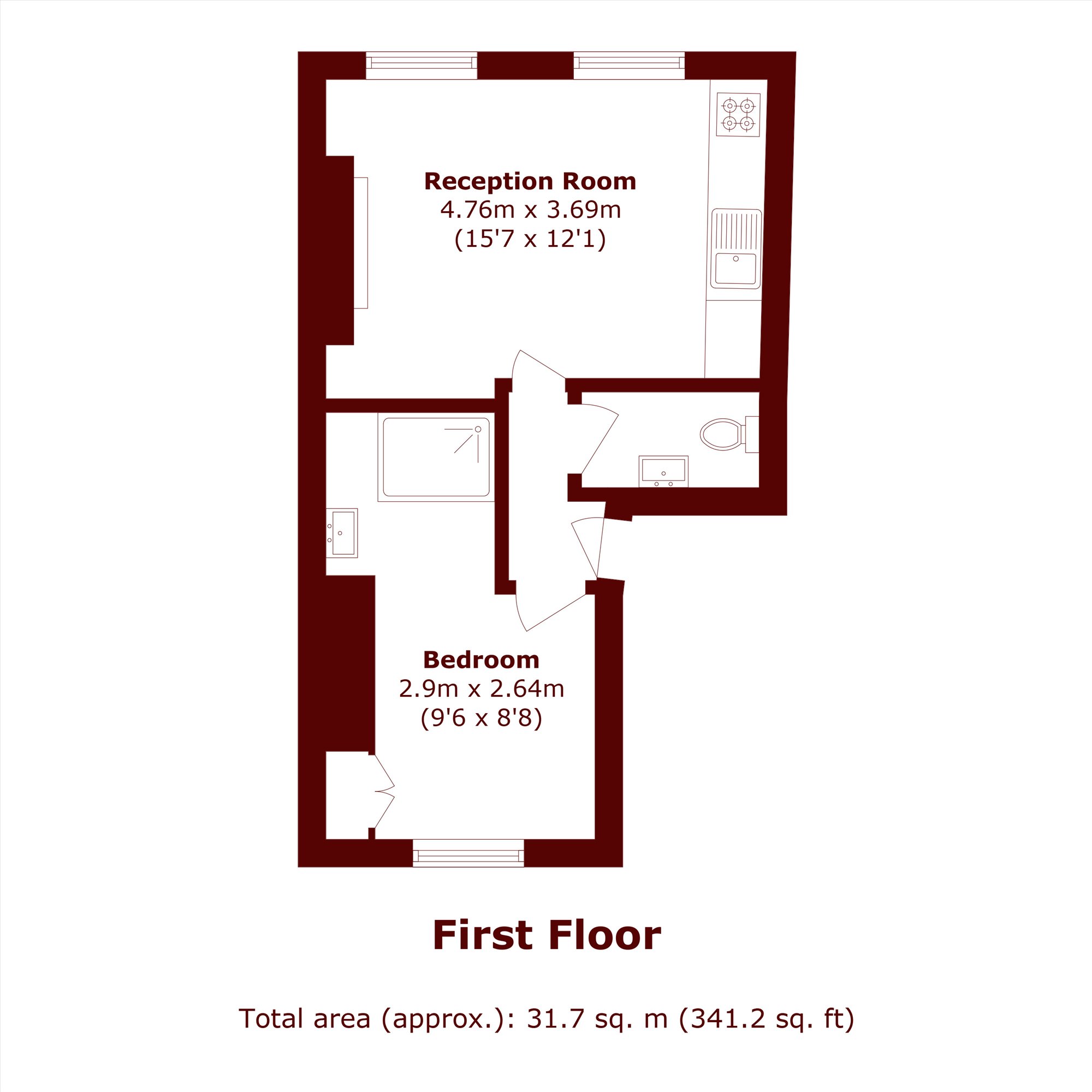 Flat First Floor, 318, Munster Road, London floorplan