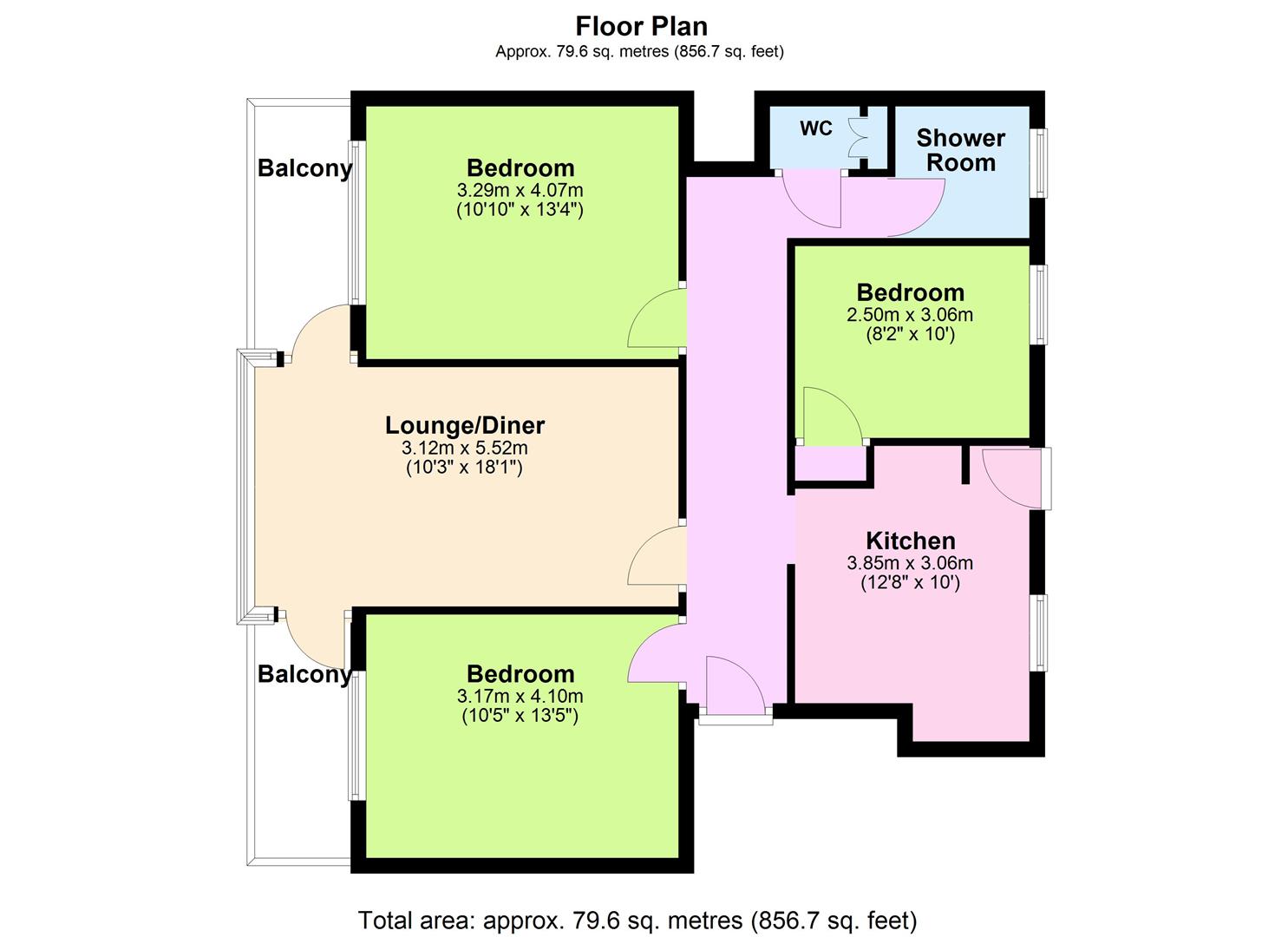 Flat 12, Onslow Court, Brighton Road, Worthing floorplan
