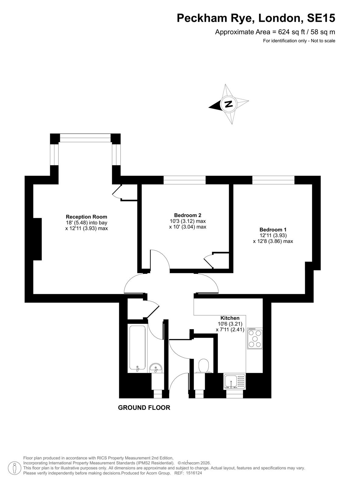 Flat 26, Rother House,, Peckham Rye, London floorplan