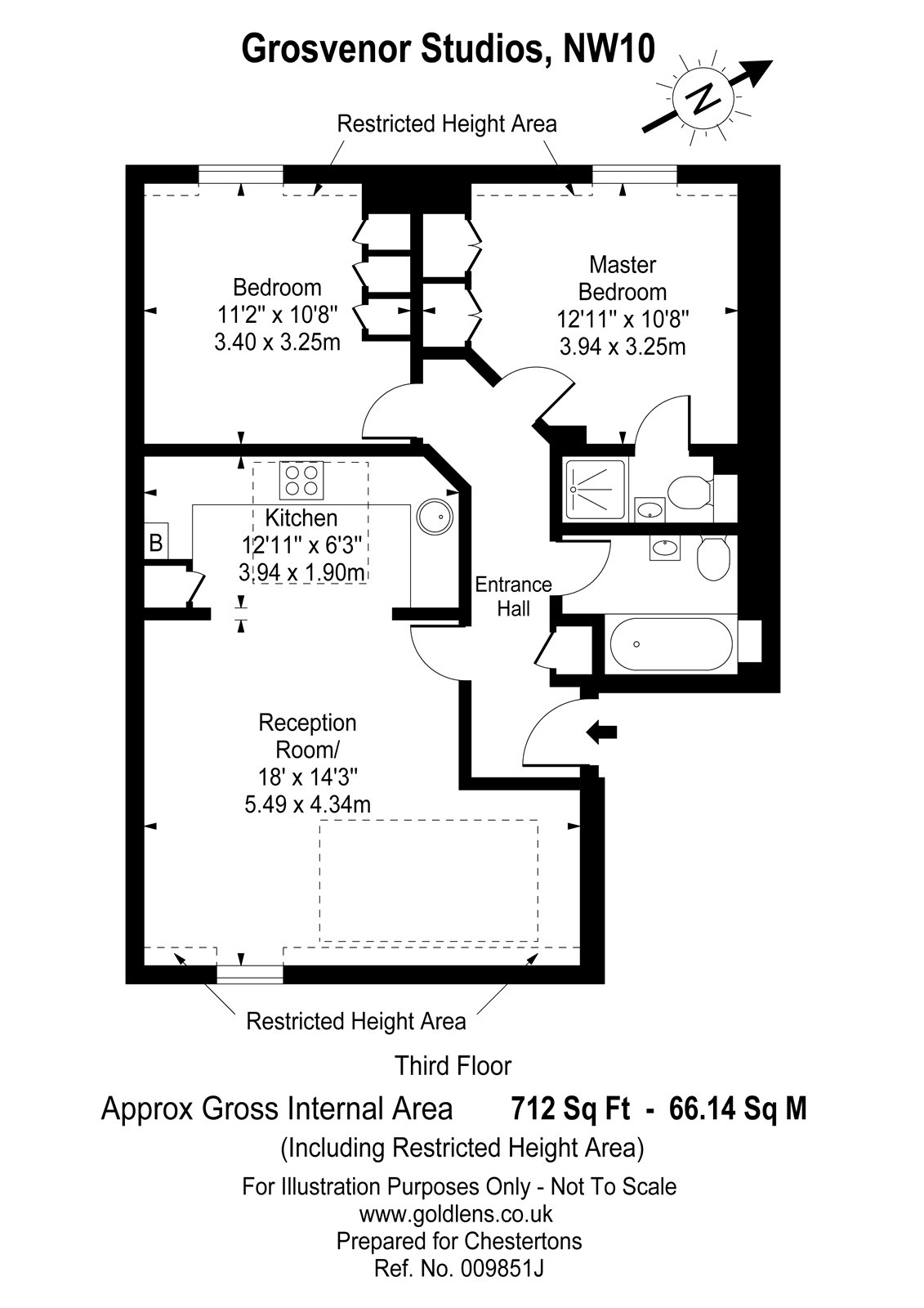 2 Bedrooms Flat to rent in Grosvenor Studios, Maybury Gardens, Willesden, London NW10