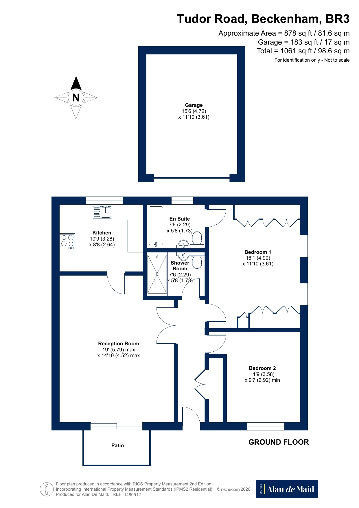 Flat 3 Teynham Court, 26, Tudor Road, Beckenham floorplan