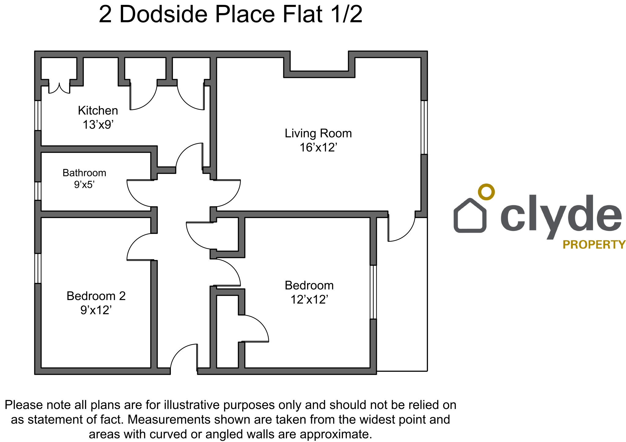 2, Dodside Place, Flat 1-2, Sandyhills floorplan