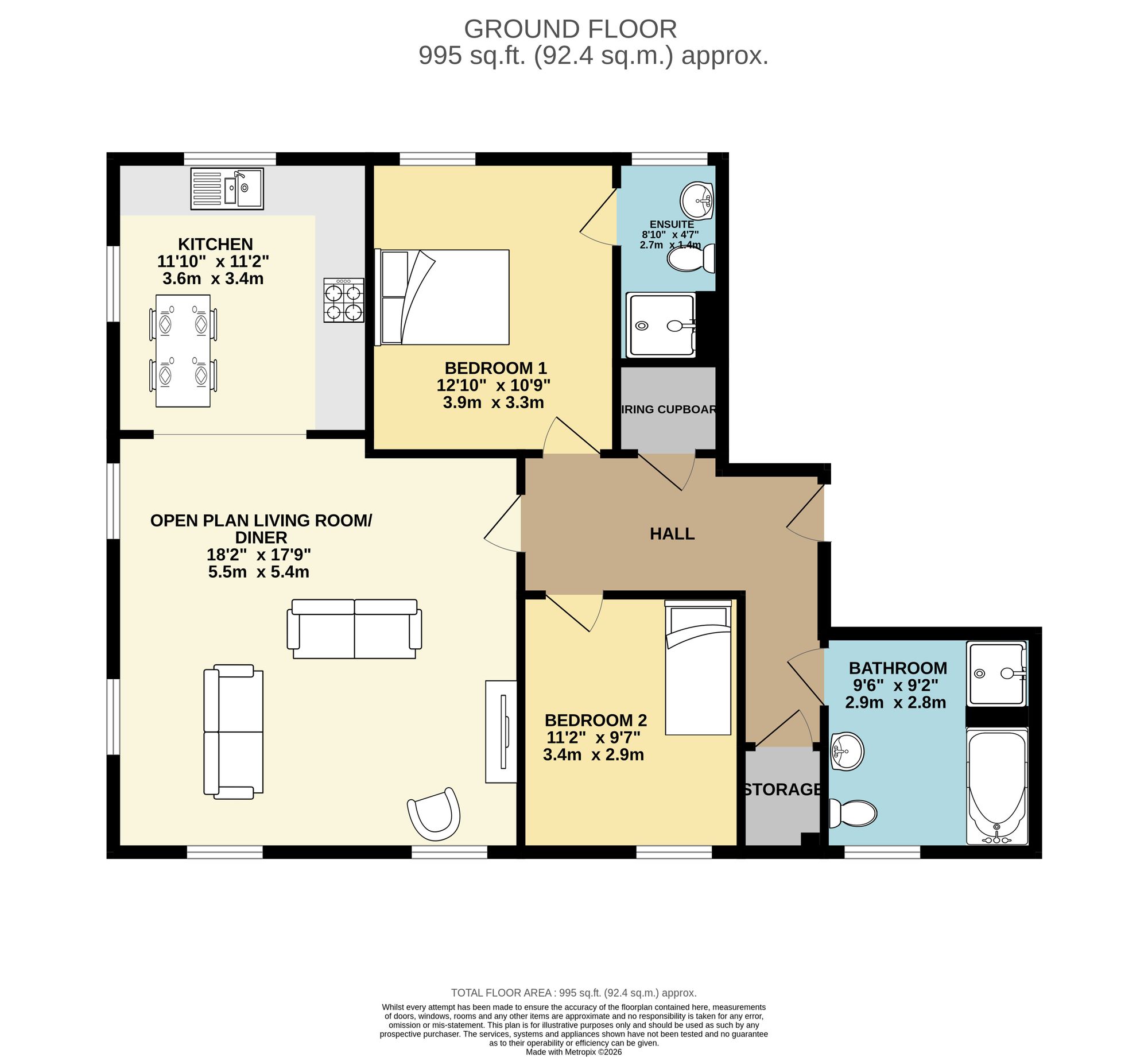 Flat 4, 3 Crown Place, Dorchester floorplan