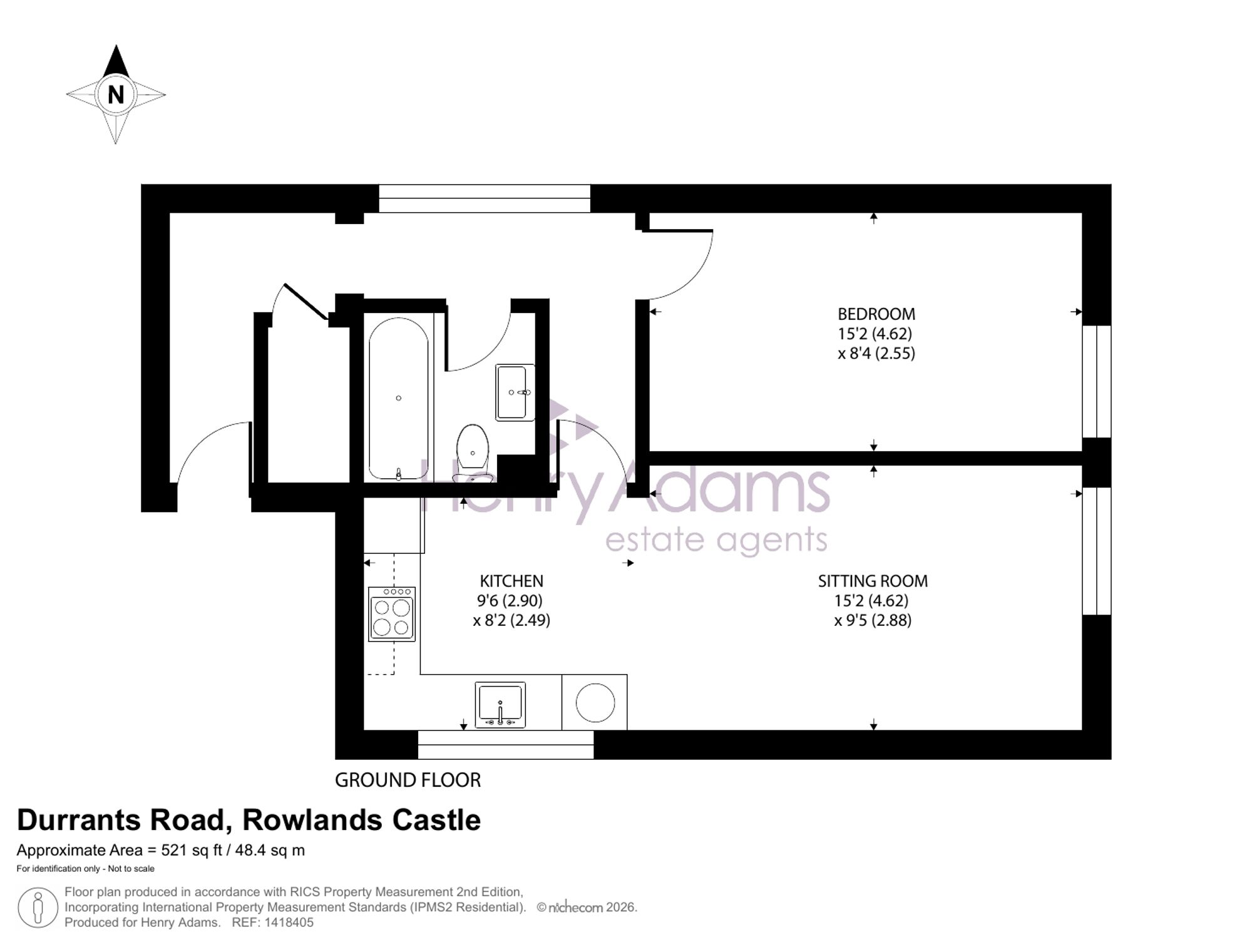 Flat 3, 50 Durrants Road, Rowland's Castle floorplan
